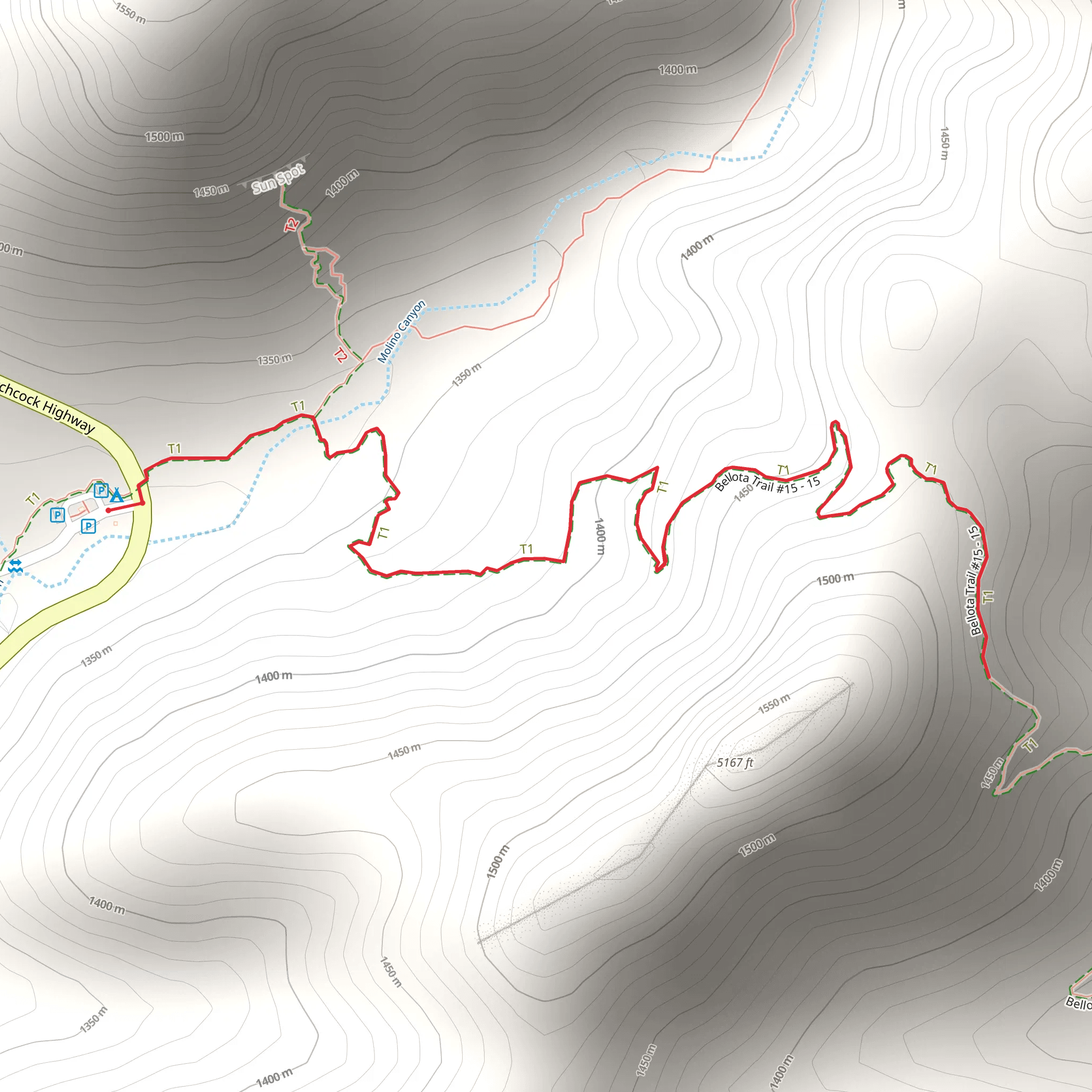 Bellota Trail Out and Back mobile static map