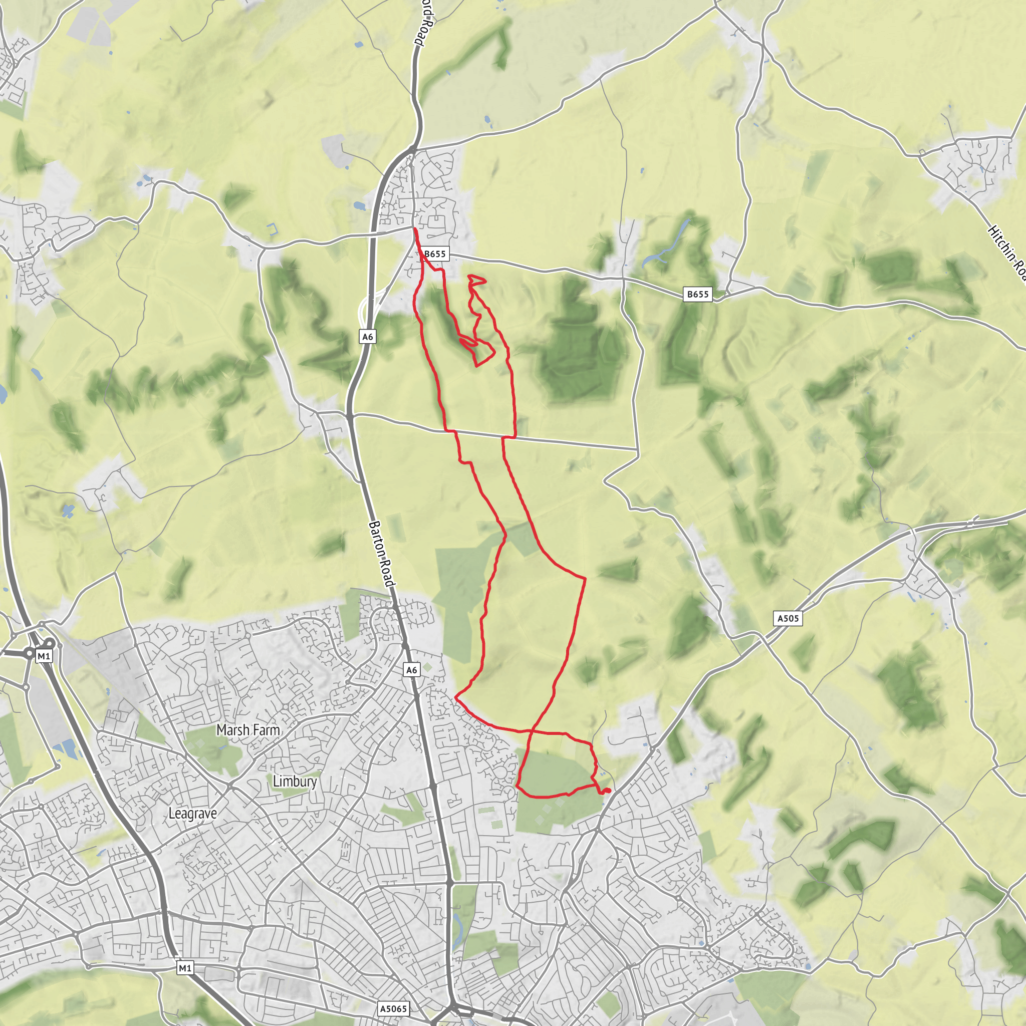 Stopsley to Barton Le Clay mobile static map