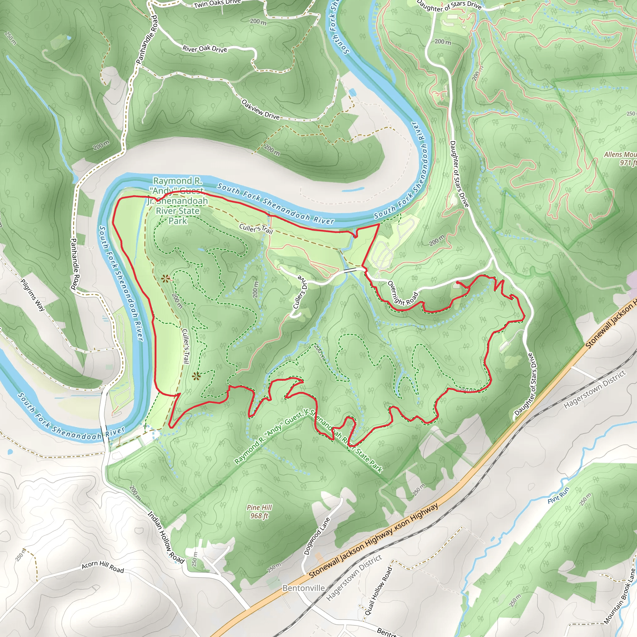 Culler's and Bear Bottom Loop Trail mobile static map
