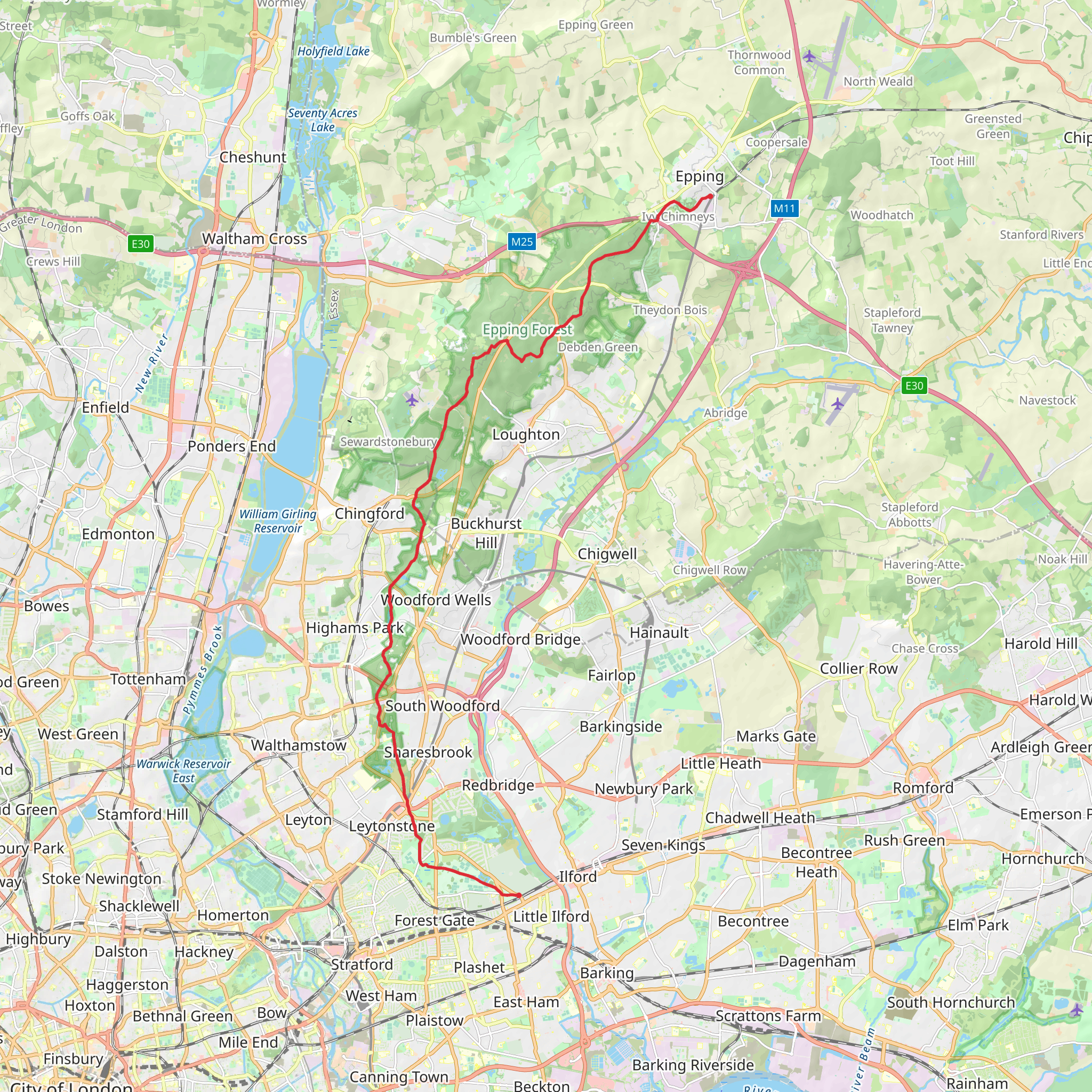 Epping Forest Centenary Walk mobile static map