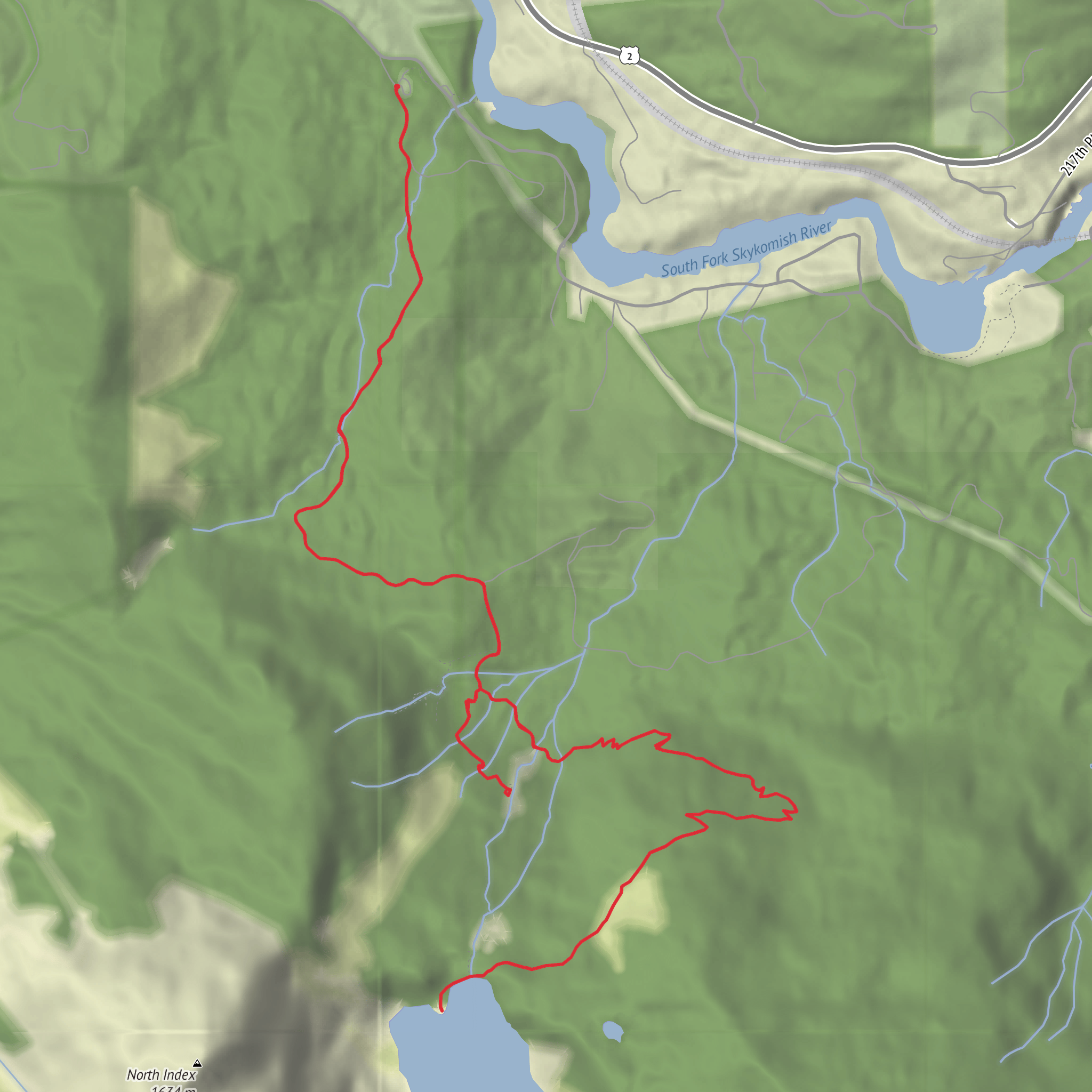 Lake Serene and Bridal Veil Falls Trail mobile static map