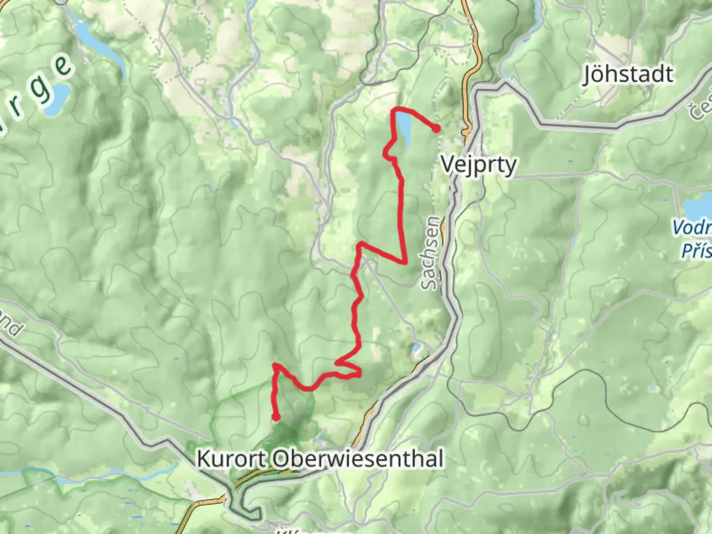 An image depicting the trail Barenstein to Fichtelberg Walk and its surrounding area.