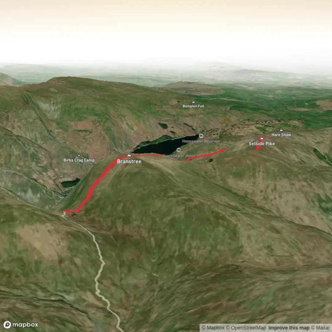 An image depicting the trail Branstree and Selside Circular and its surrounding area.