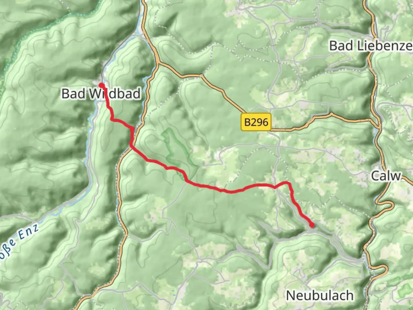 An image depicting the trail Bad Teinach to Bad Wildbad Walk and its surrounding area.