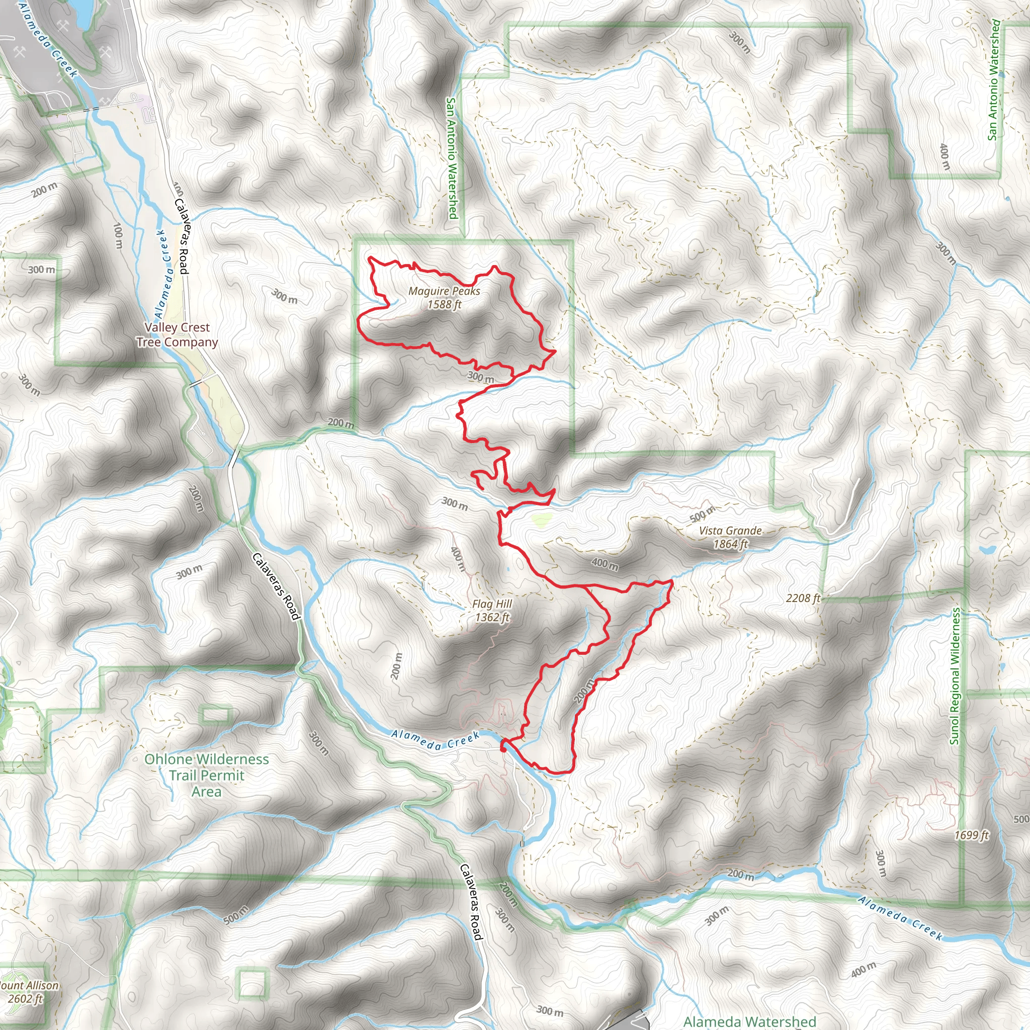 Indian Joe Creek, Maquire Peaks and Hayfield Road Loop Trail mobile static map