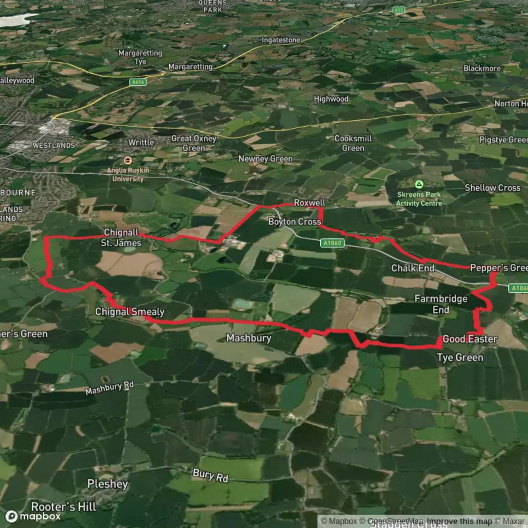 An image depicting the trail Winchmore Hill, Horse Bridge and Newland Osiers Loop and its surrounding area.
