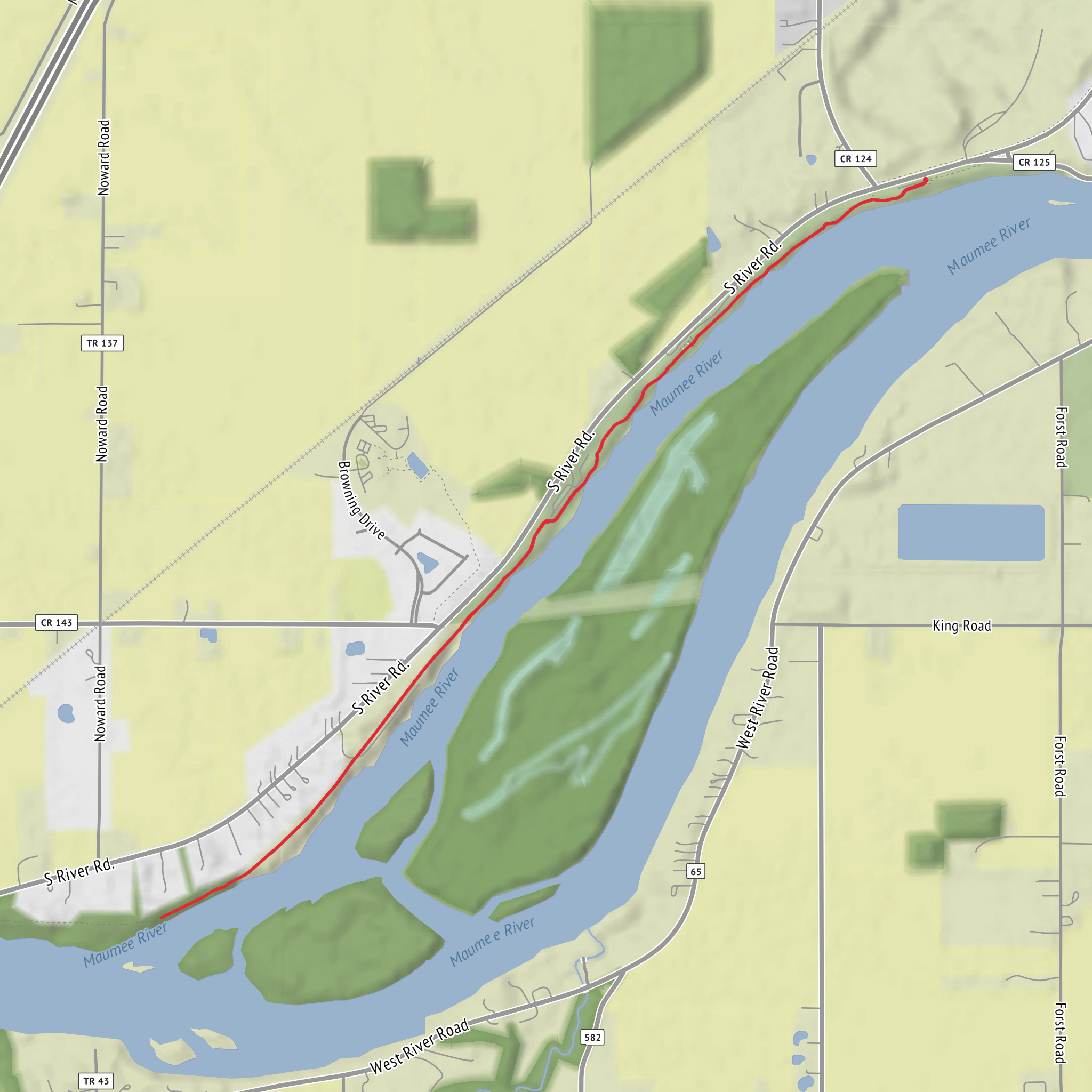 Maumee River via Towpath Trail in Farnsworth Metropark mobile static map