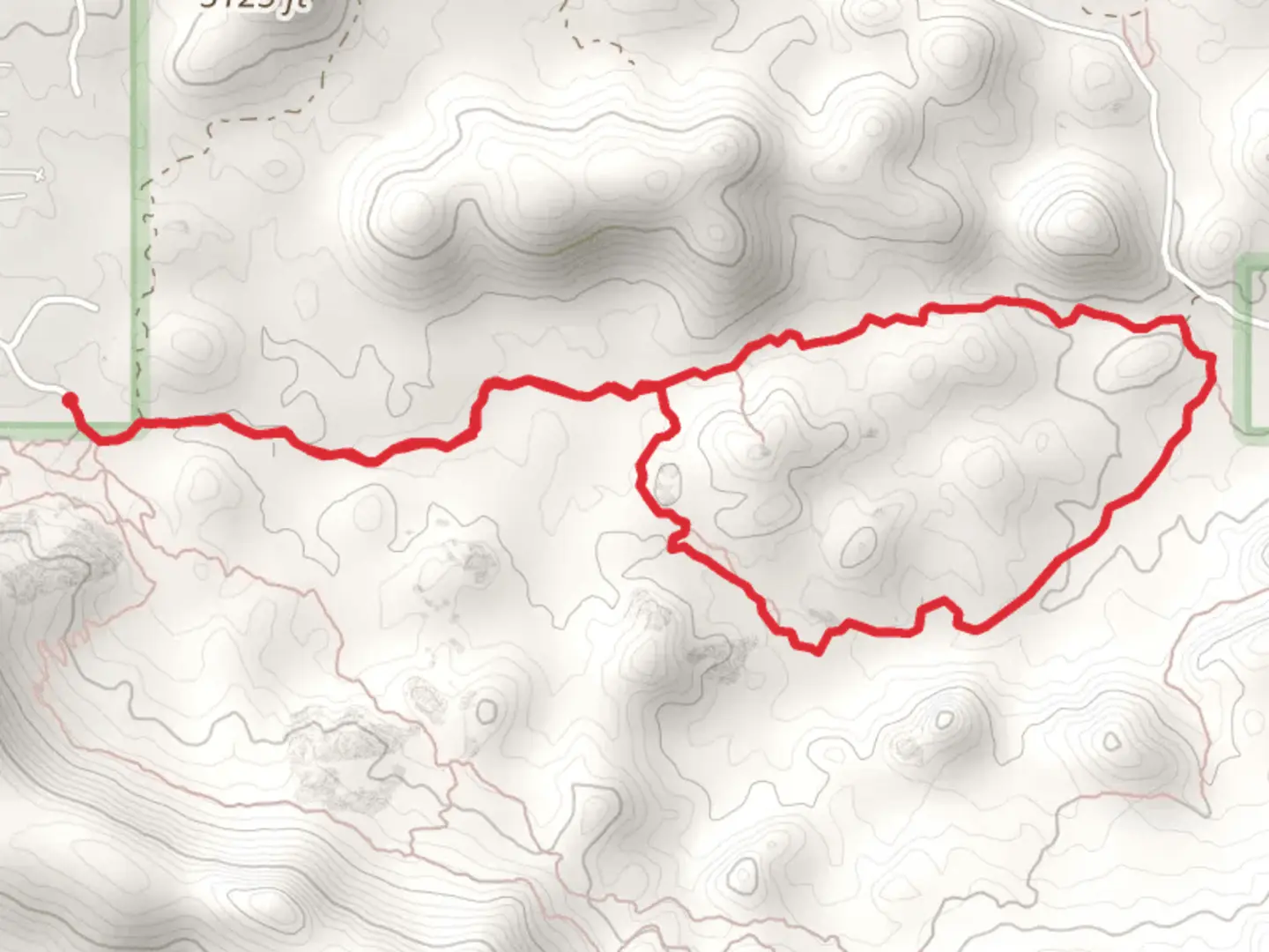 An image depicting the trail Bolder Trail from East Phoenix Street and its surrounding area.