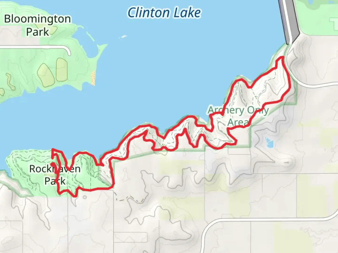 An image depicting the trail Rock Heaven Park Loop and its surrounding area.