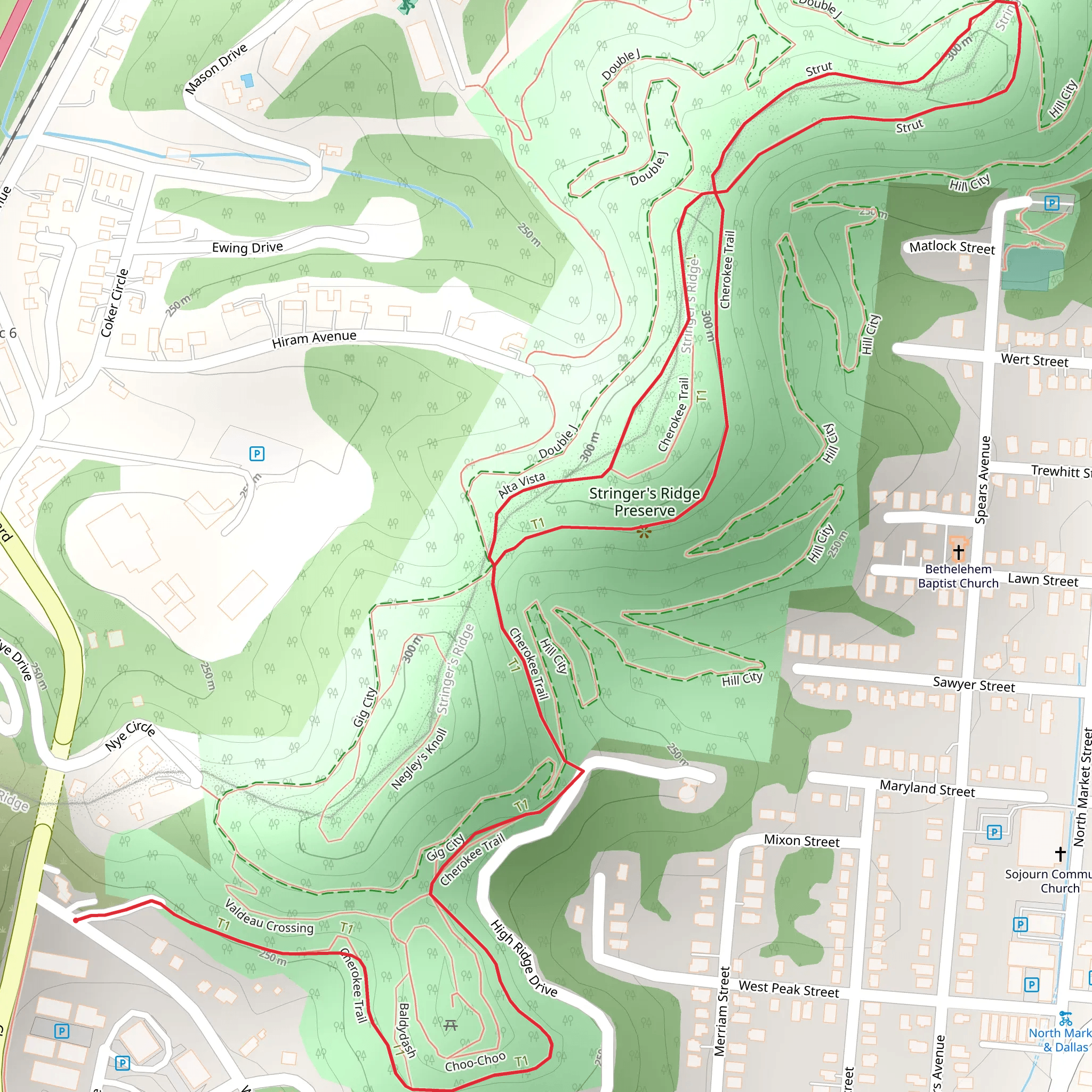 Cherokee Trail and Strut Loop mobile static map