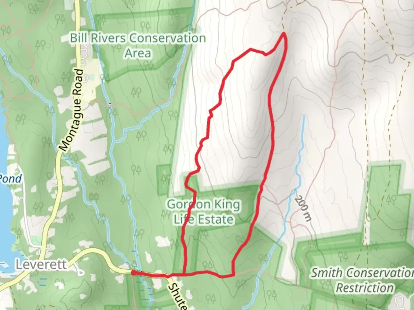 An image depicting the trail Stetson Adams Memorial Woodlot Loop and its surrounding area.
