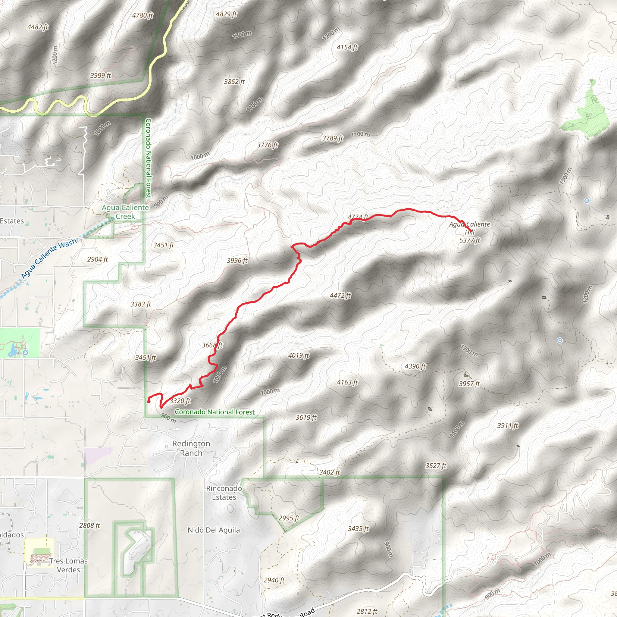 Agua Caliente Hill Trail mobile static map