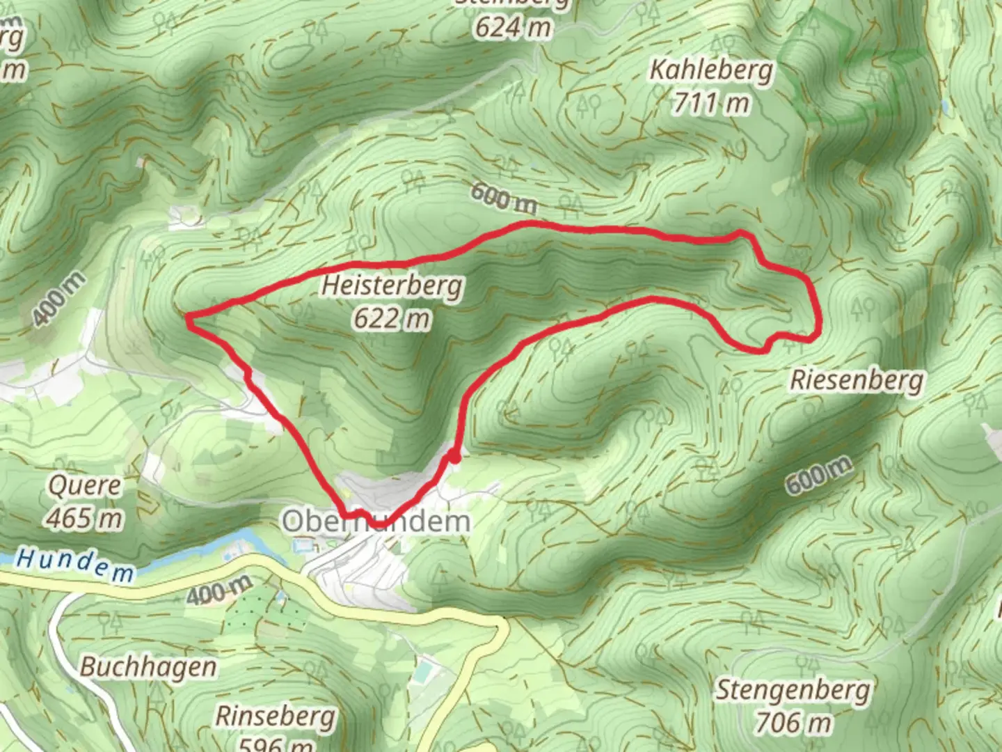 An image depicting the trail Rundweg Oberhundem and its surrounding area.