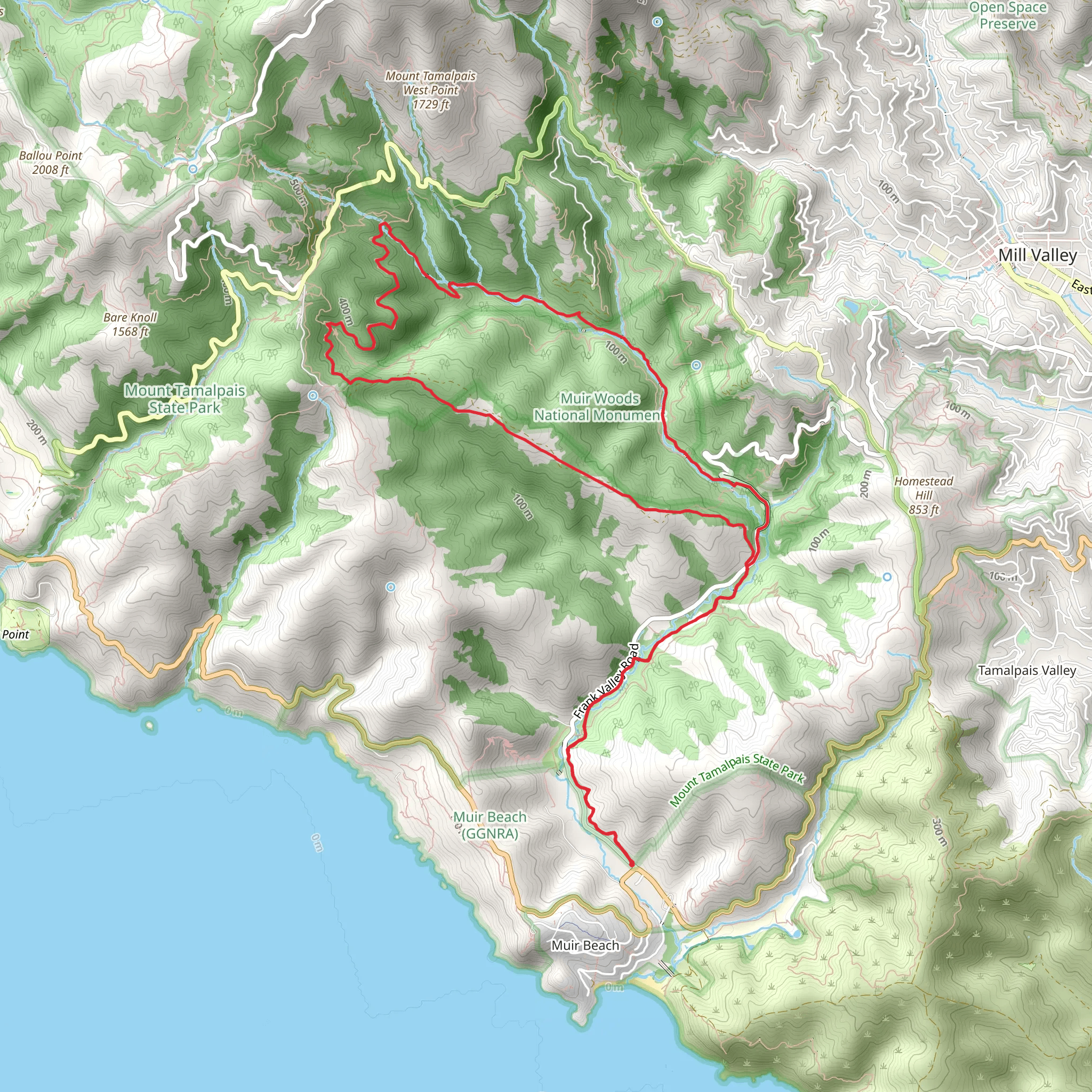 Redwood Creek, Dipsea and Camp Eastwood Loop Trail mobile static map
