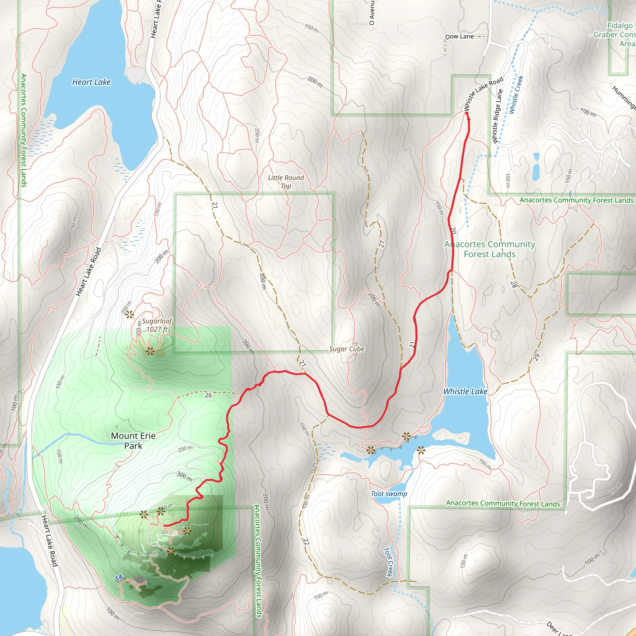 Mount Erie Out and Back mobile static map