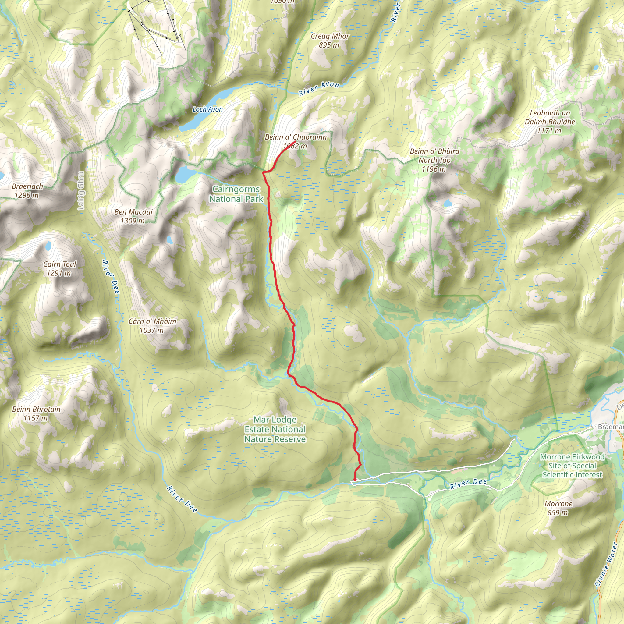 Beinn a' Chaorainn Walk mobile static map