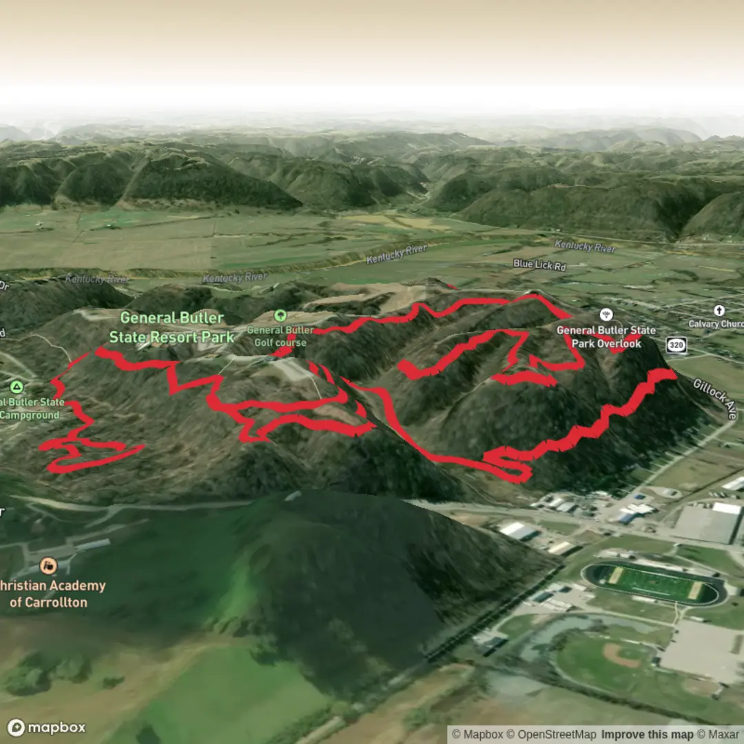 An image depicting the trail Fossil Trail and Woodland Loop Trail and its surrounding area.