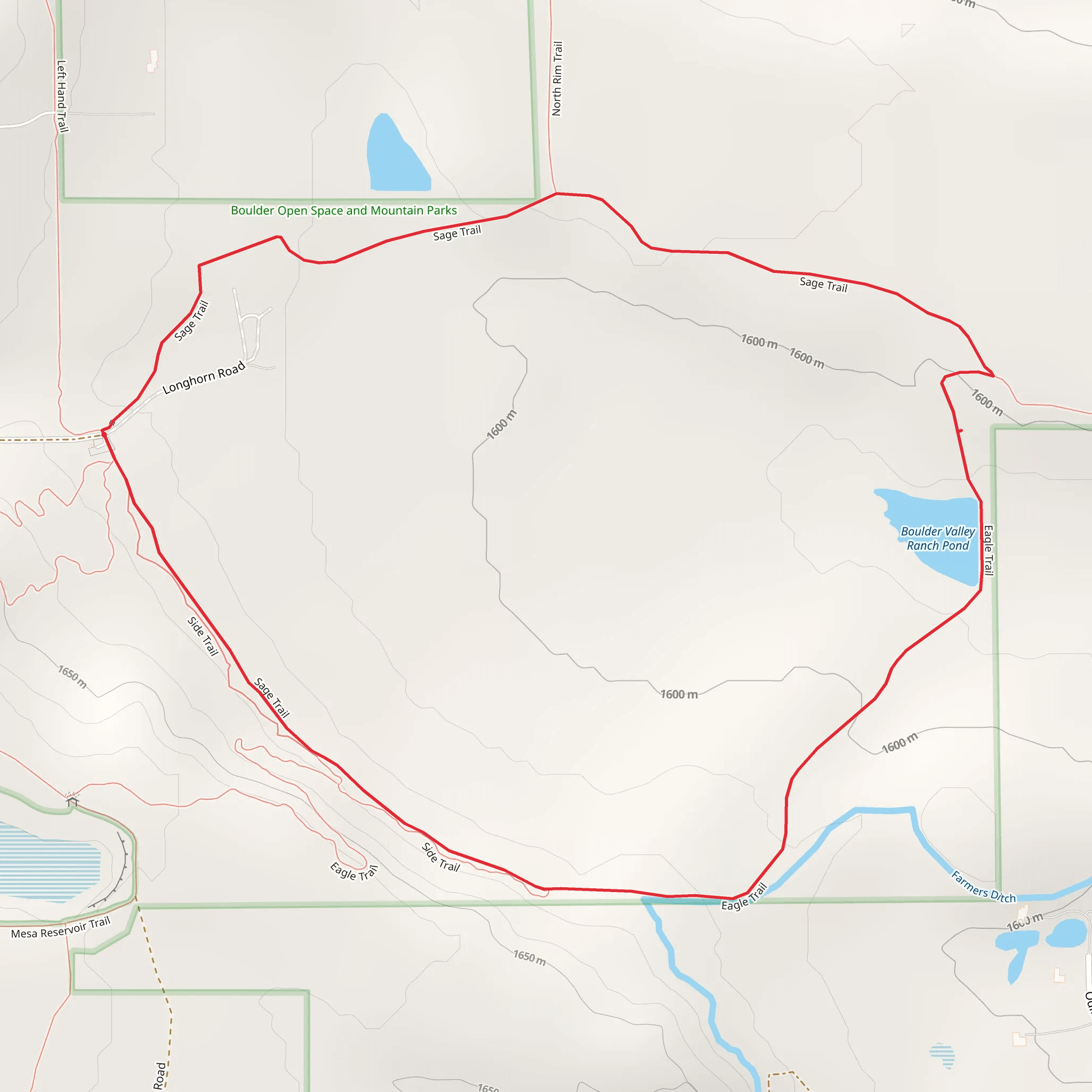 Sage Trail and Boulder Valley Ranch Pond Loop mobile static map