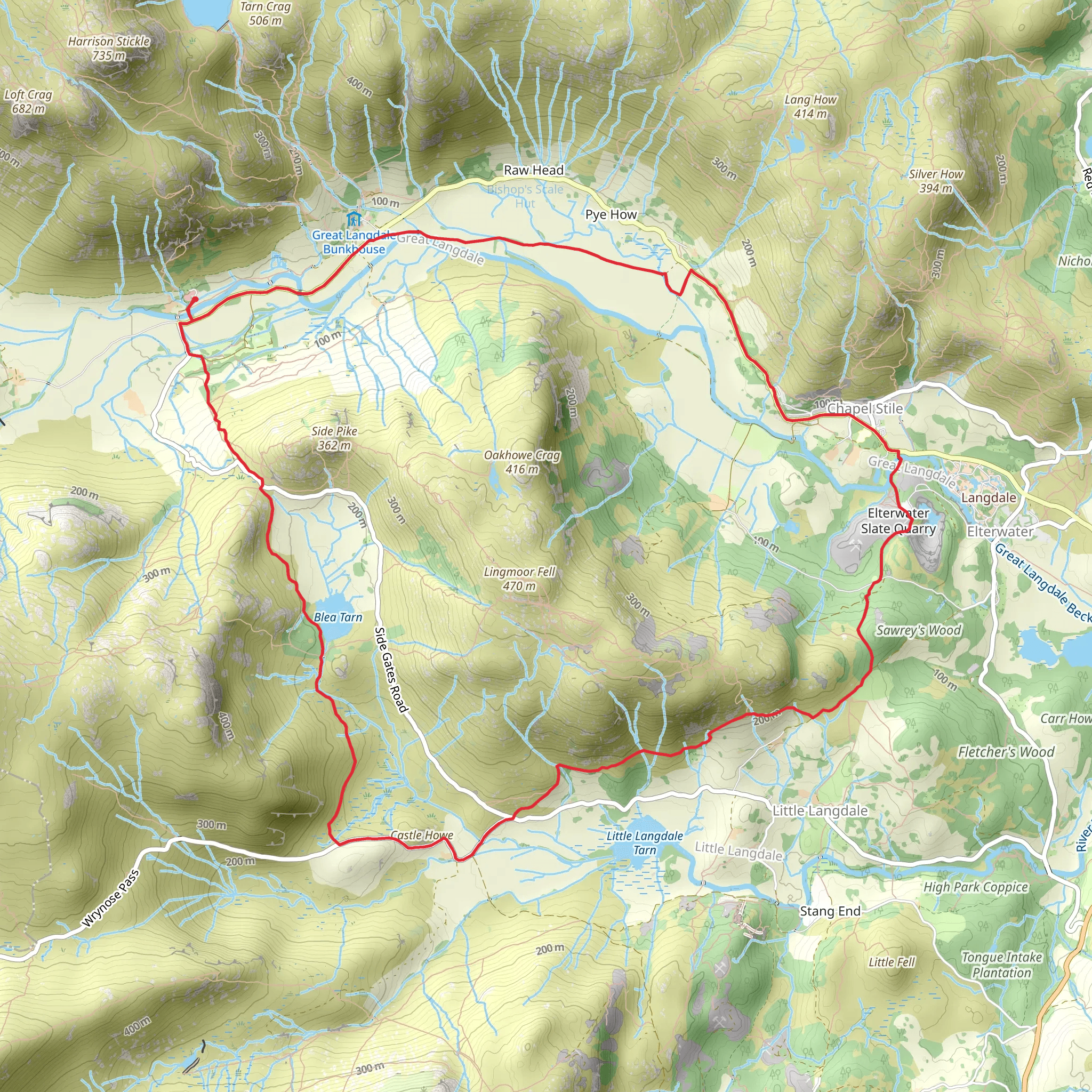 Blea Tarn and Sawrey's Wood Loop mobile static map