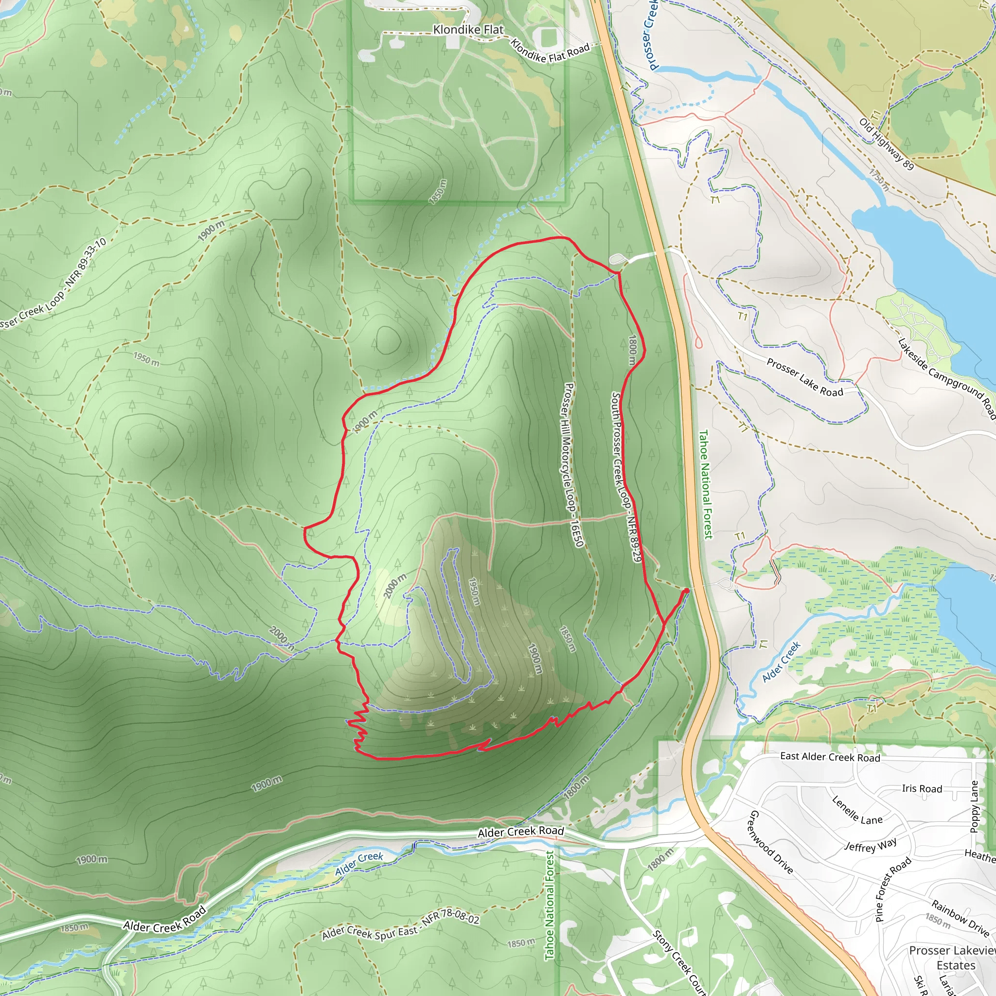 South Prosser creek Road and Prosser Hill Loop mobile static map