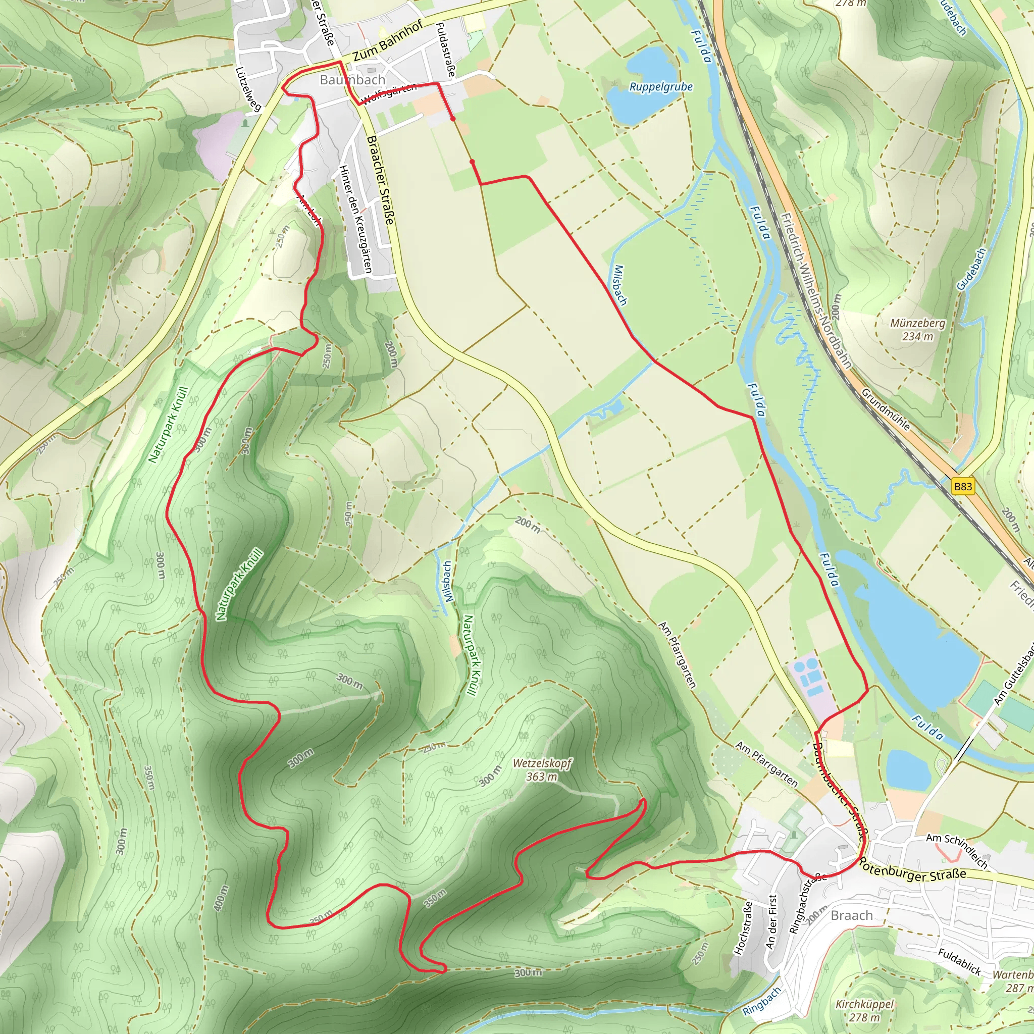 Fulda via Braach Rundweg mobile static map