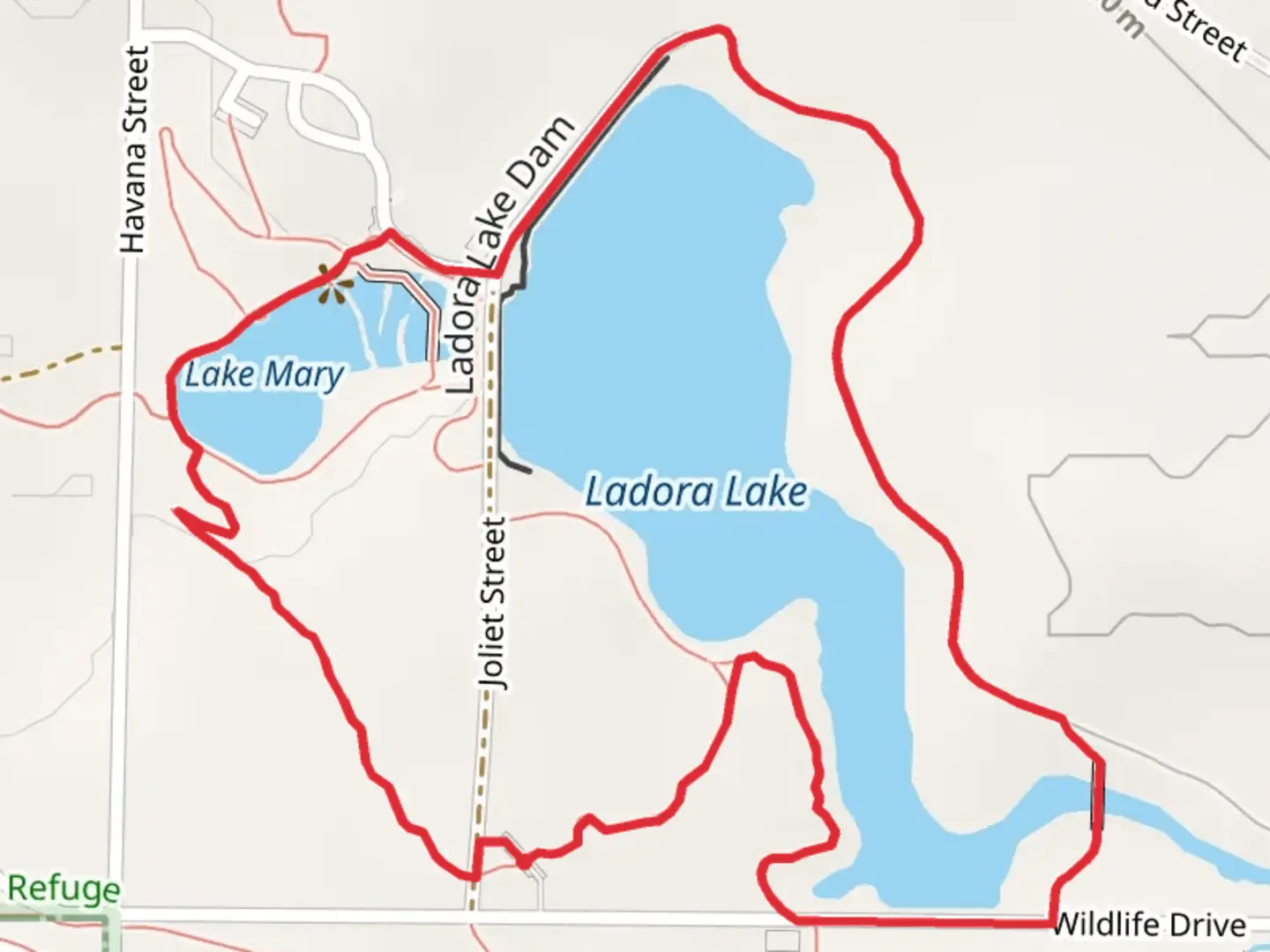 An image depicting the trail Ladora Lake and Lake Mary Loop and its surrounding area.