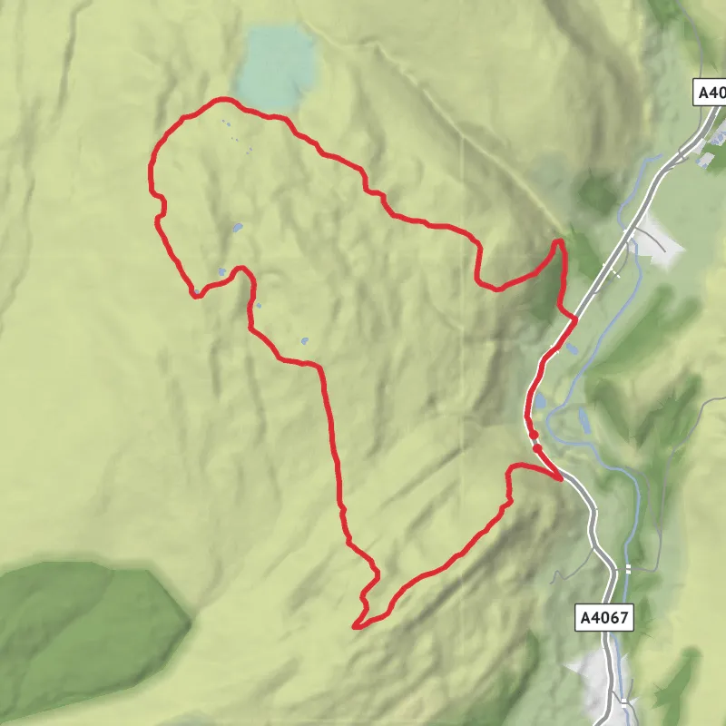 Hike on Carrreg goch loop mobile static map