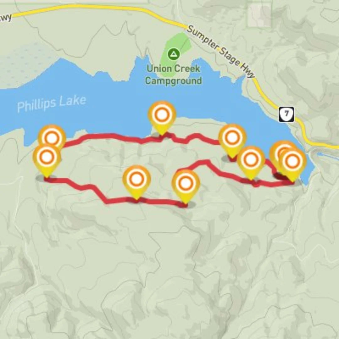 An image depicting the trail Phillips Loop #3 and its surrounding area.