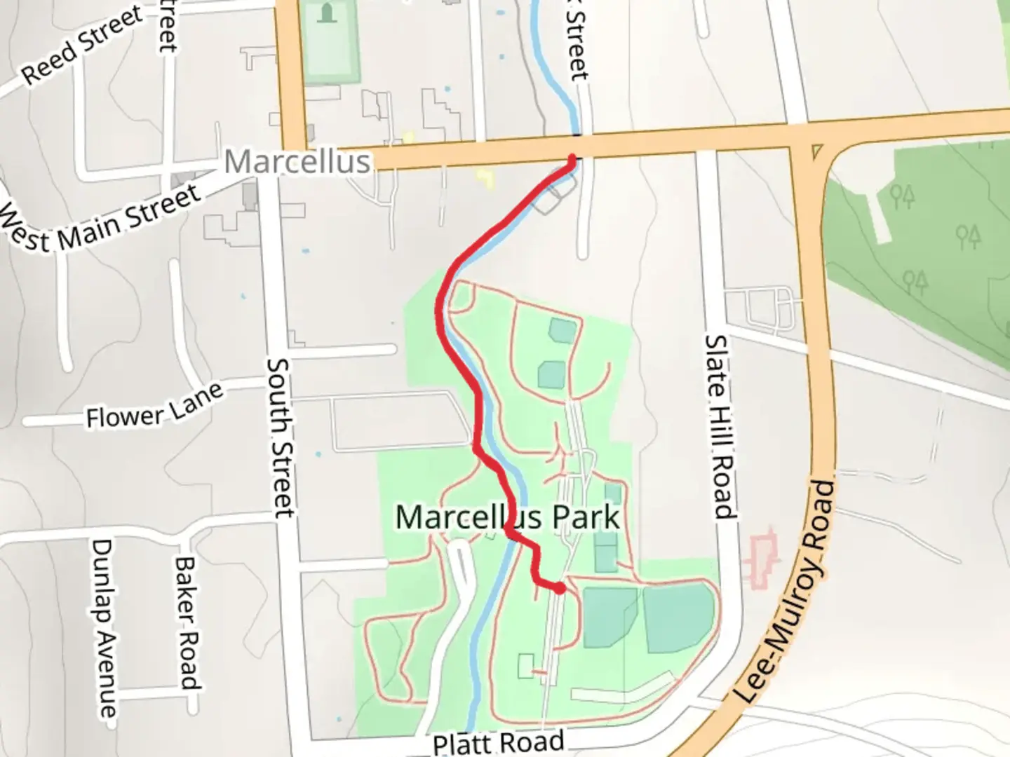 An image depicting the trail Fred's Trail - Marcellus Park and its surrounding area.