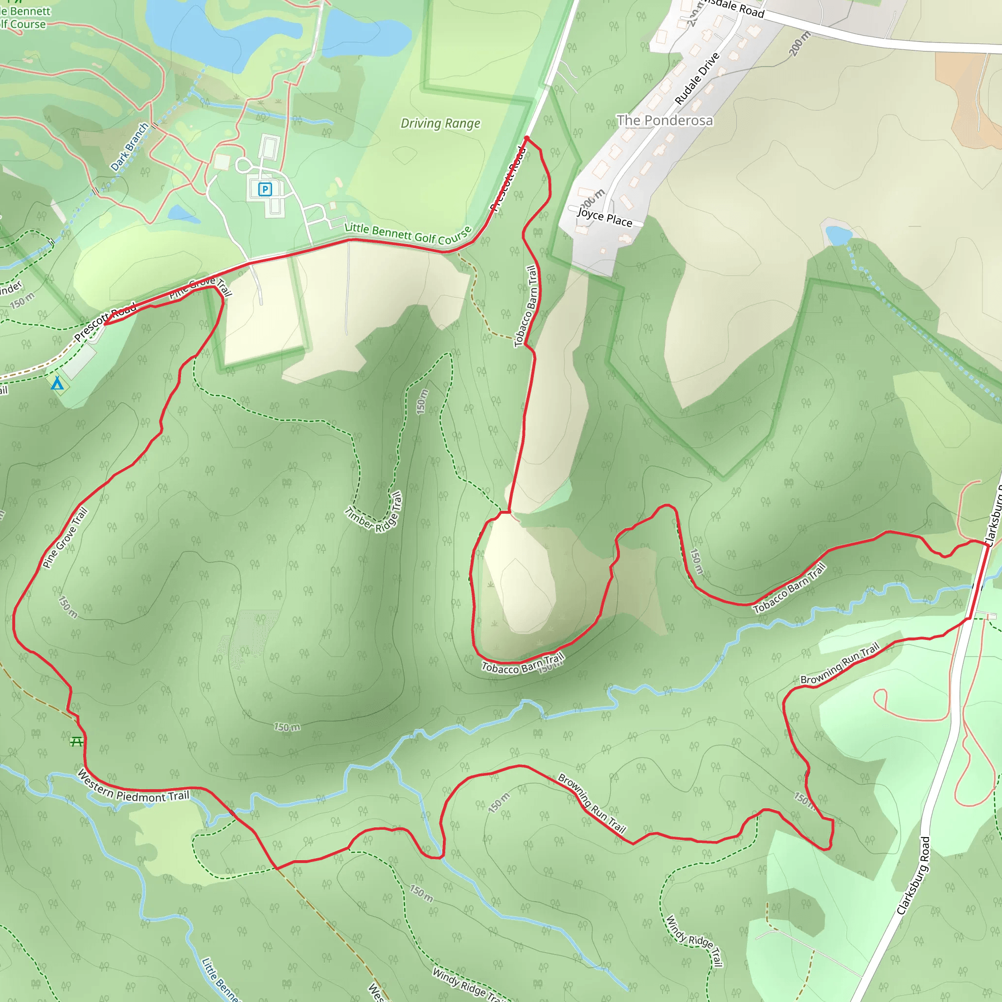 Browning Run and Pine Grove Loop Trail mobile static map
