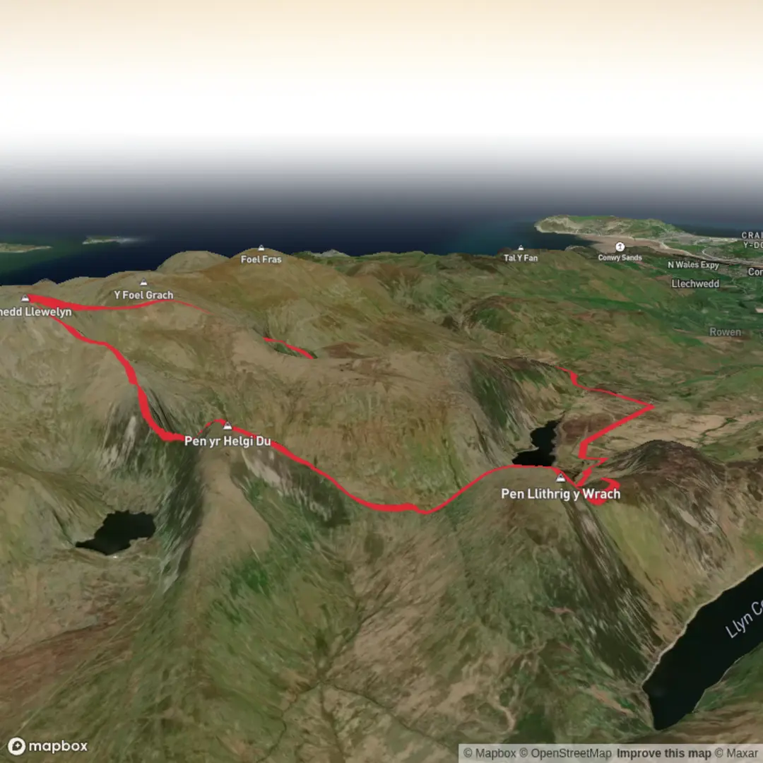 An image depicting the trail The Eigiau Horseshoe and its surrounding area.