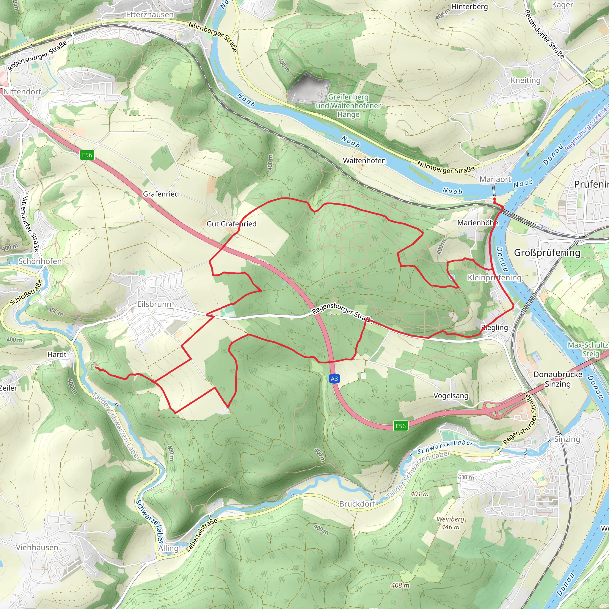Marienhohe and Stifterfelsen Loop mobile static map