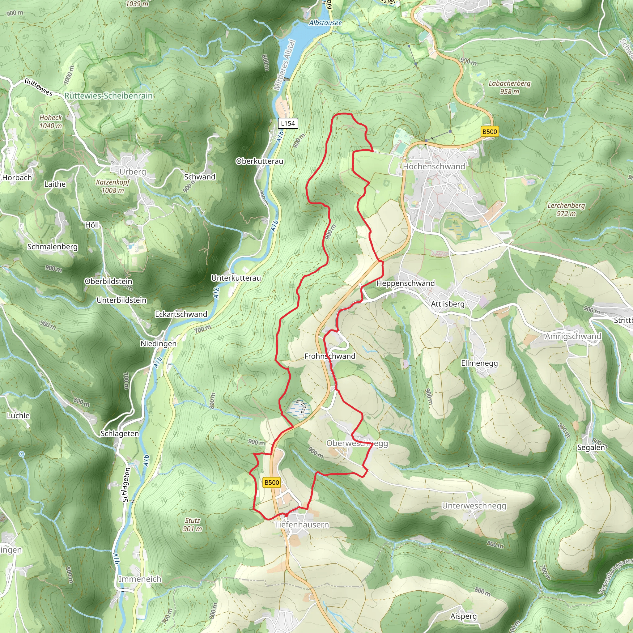 Tiefenhäusern, Tiefenhäuserner Moor and Albtalschanze Loop mobile static map