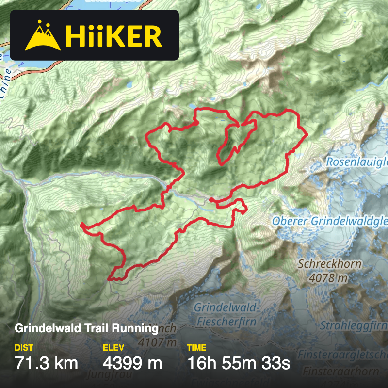 A map preview of the recording Grindelwald Trail Running.