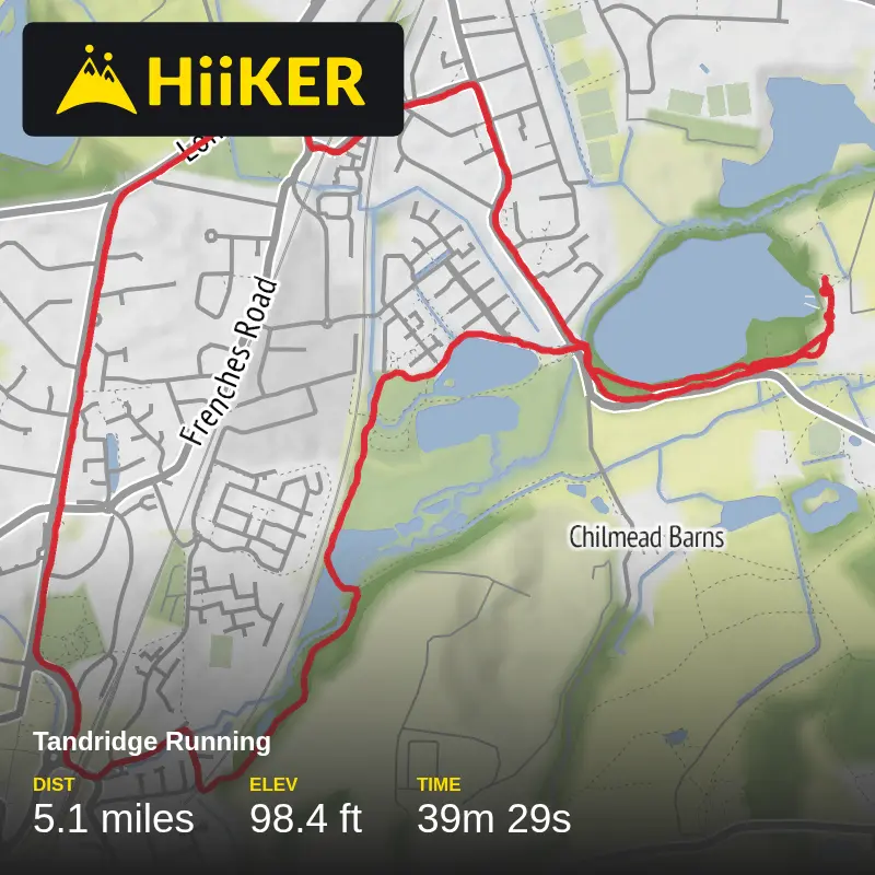A map preview of the recording Tandridge Running.