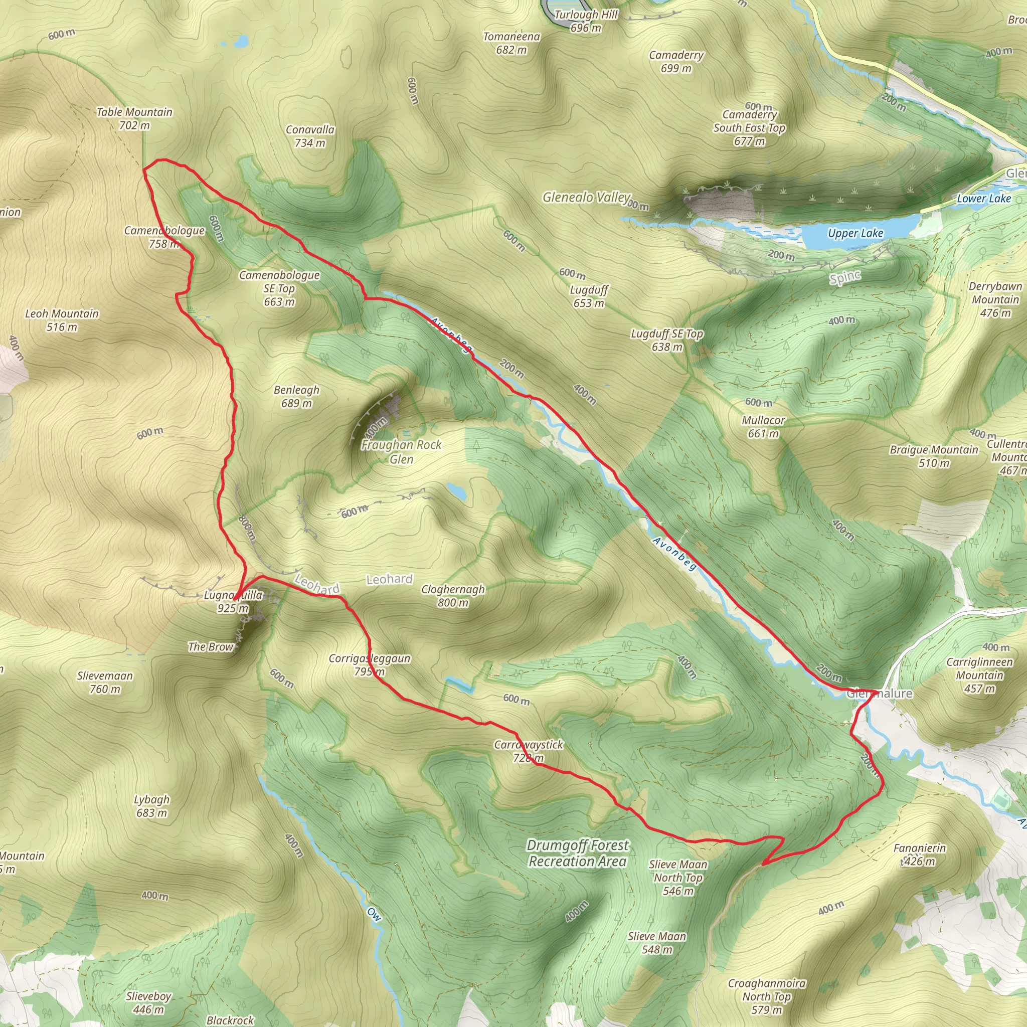 Lugnaquilla and Glenmalure Loop mobile static map