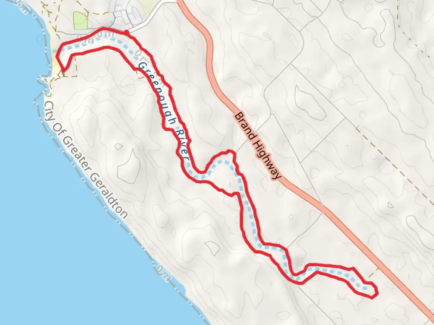 An image depicting the trail Greenough River Nature Trail and its surrounding area.