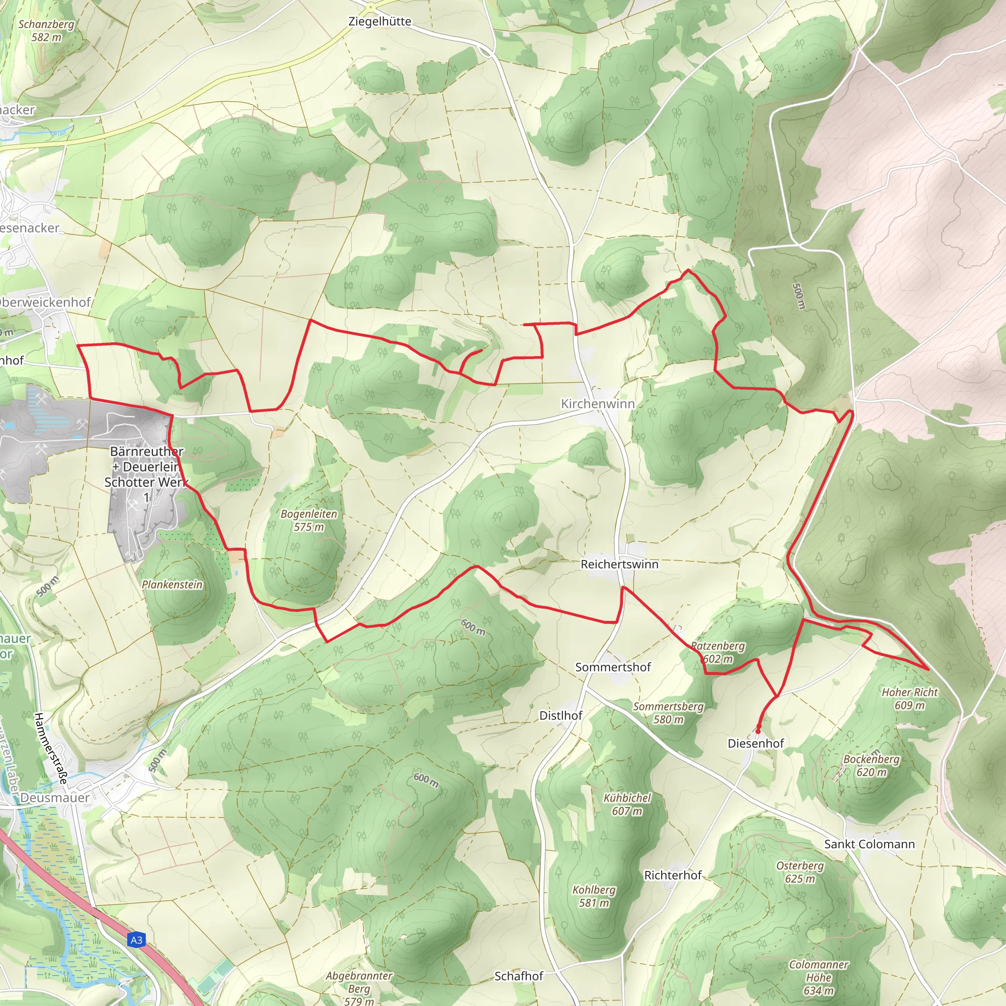 Diesenhof Loop mobile static map