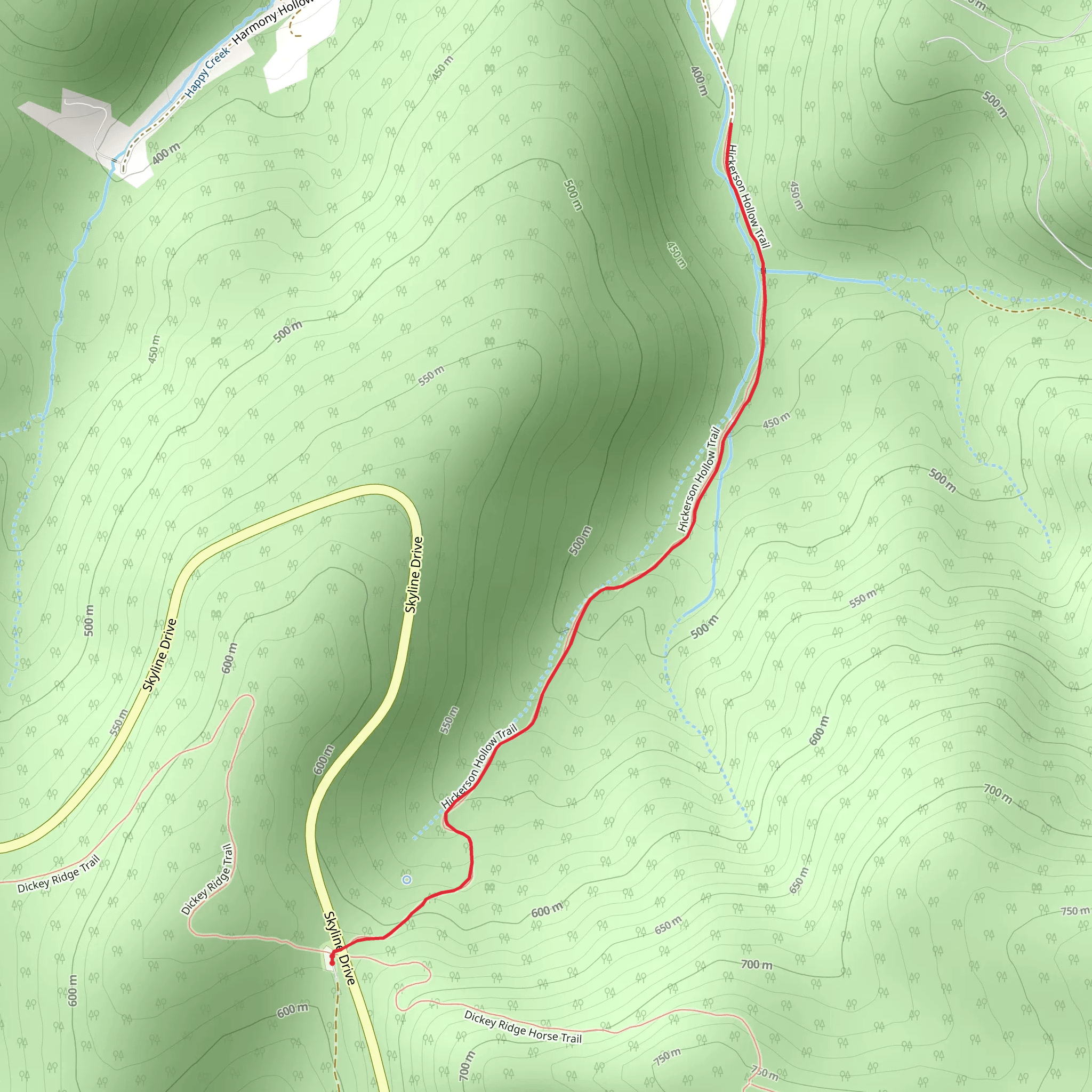 Hickerson Hollow Trail mobile static map