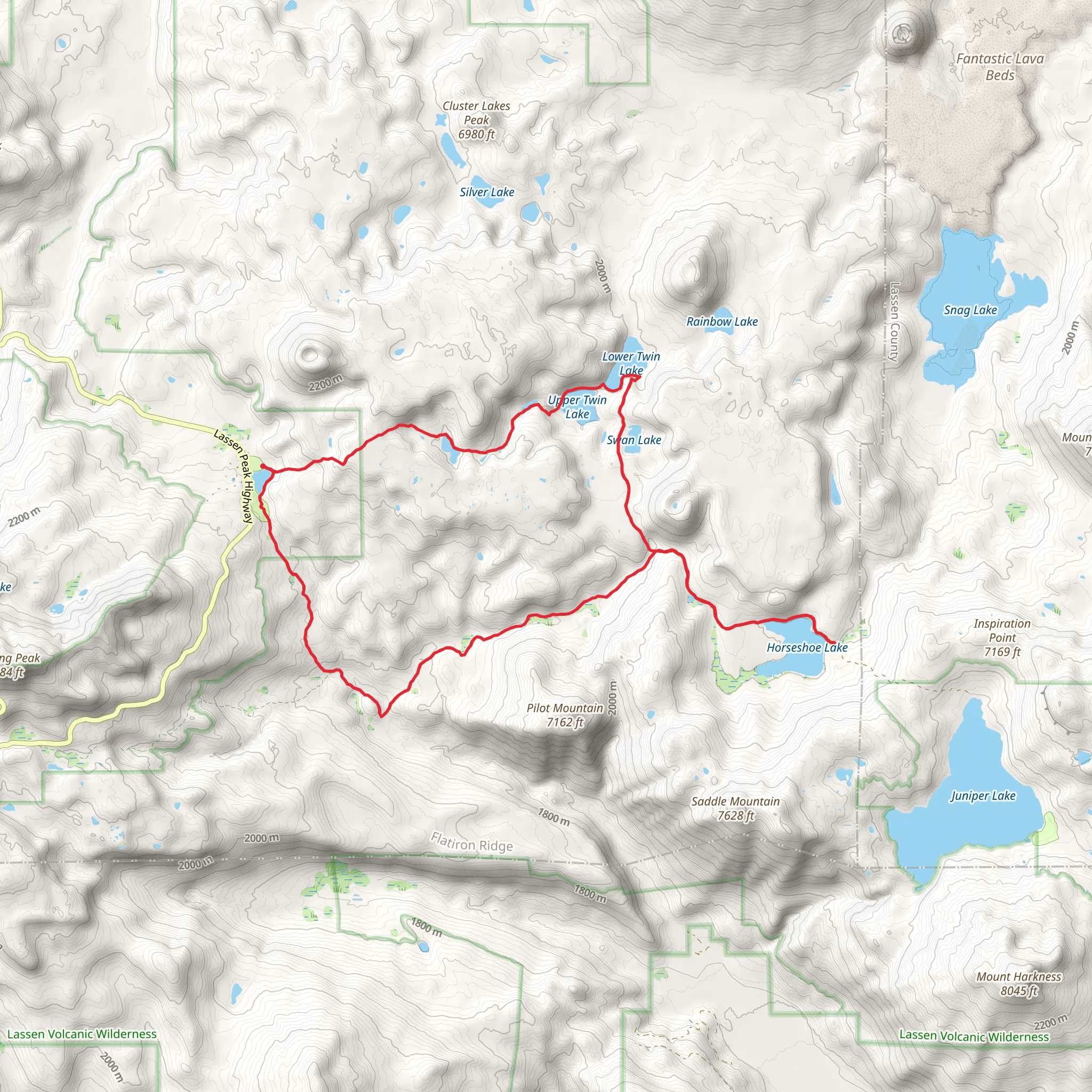 Echo Lake-Lower Twin Lake-Horseshoe Lake-Summit Lake Loop mobile static map