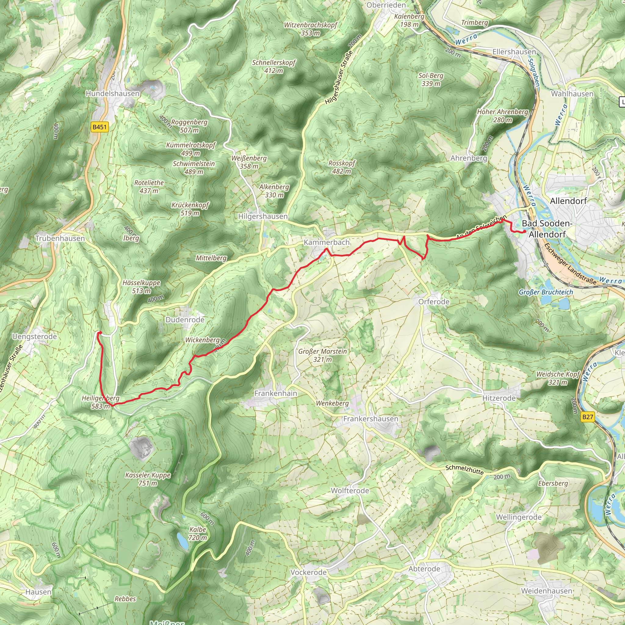 Bad Sooden-Allendorf to Weissenbach via Saelzerweg mobile static map