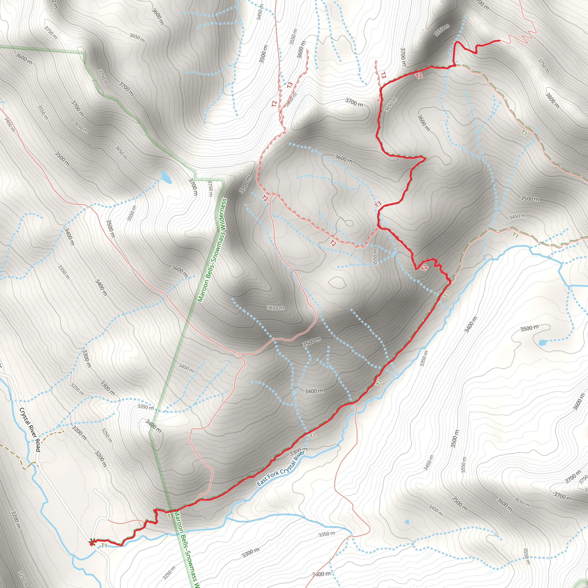 Frigid Air Pass via West Maroon Trail mobile static map