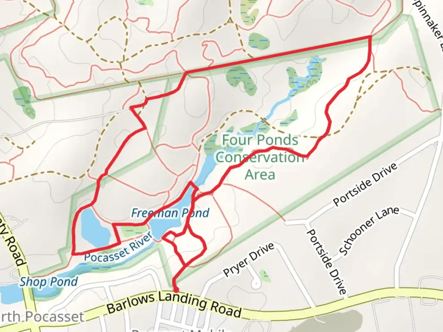 An image depicting the trail Freeman Pond Loop and its surrounding area.