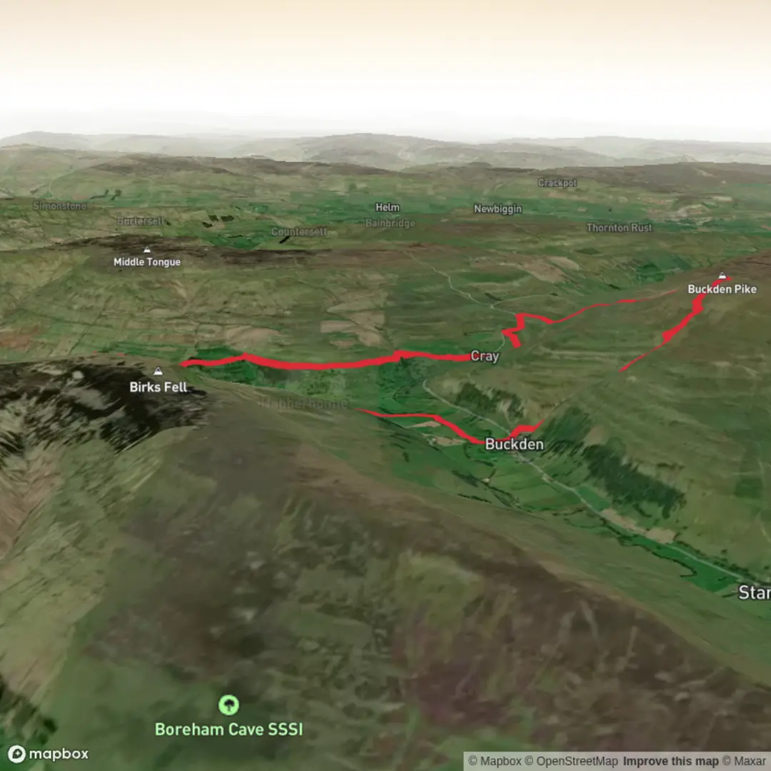 An image depicting the trail Buckden to Yockenthwaite Circular via Middle Falls and its surrounding area.