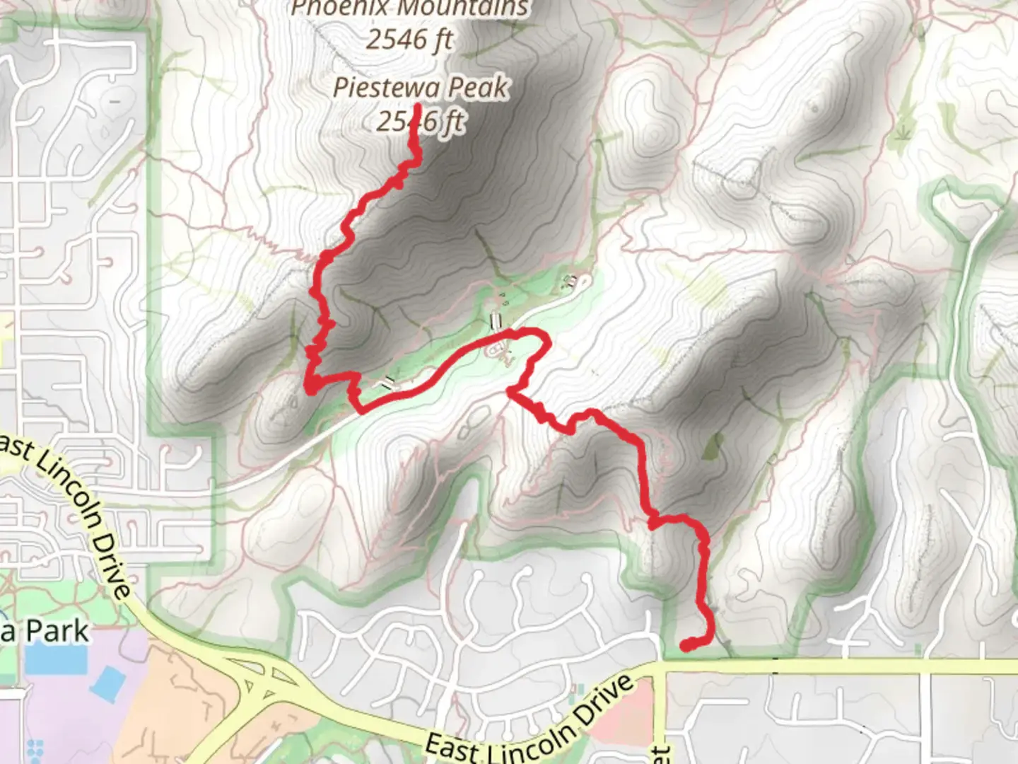 An image depicting the trail Piestewa Peak - Phoenix Mountains Park and its surrounding area.