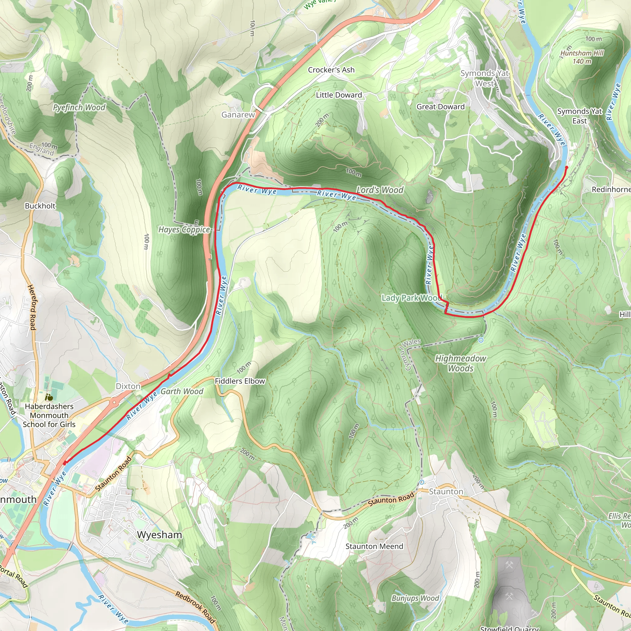 River Wye Walk from Symonds Yat East mobile static map