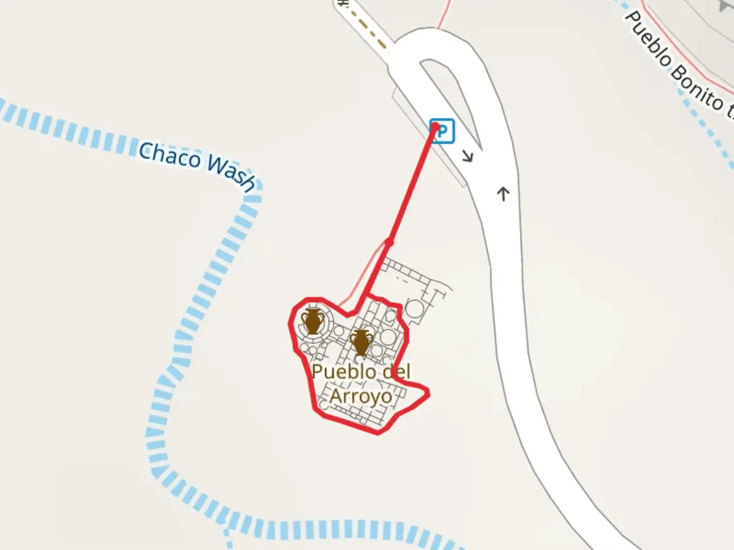 An image depicting the trail Chaco Loop Road and its surrounding area.