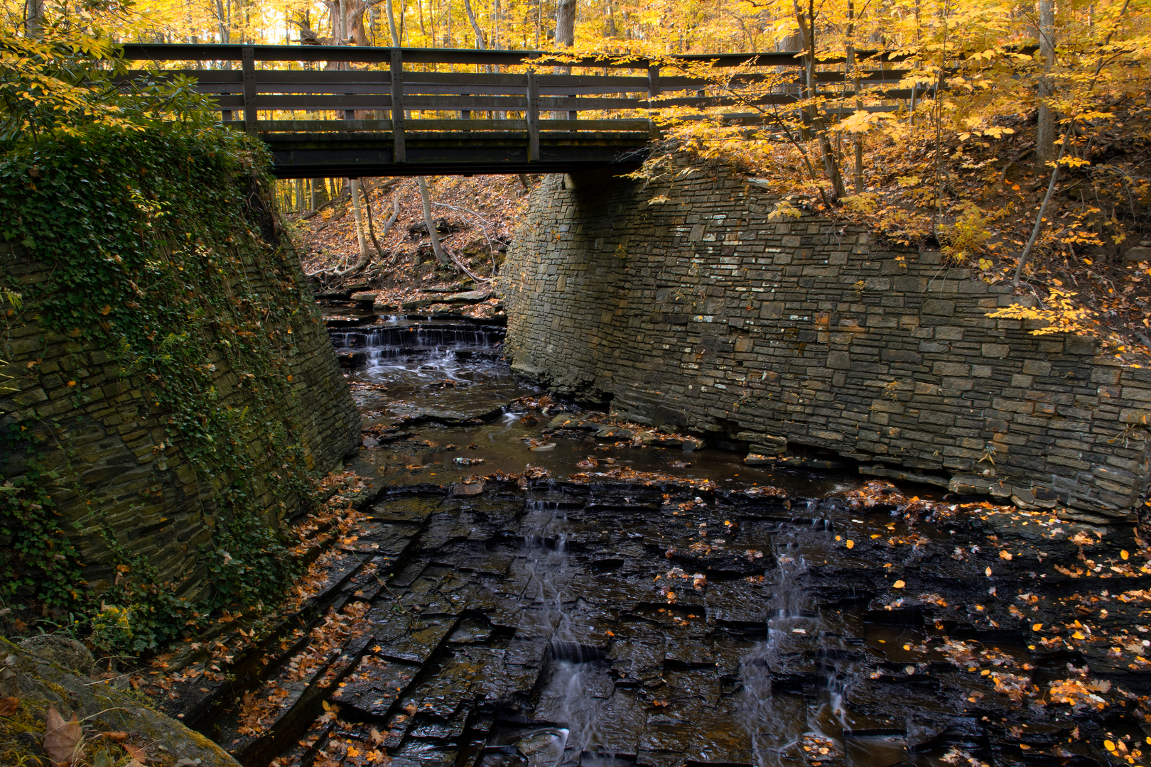 An image depicting the trail Buttermilk Falls Loop Trail and its surrounding area.