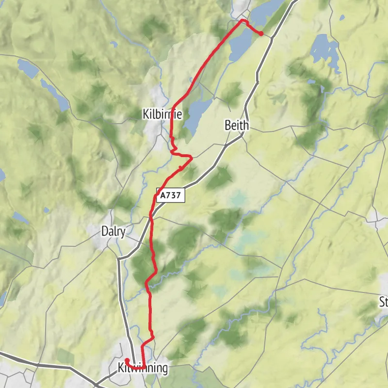Kilwinning to Locheinnoch mobile static map