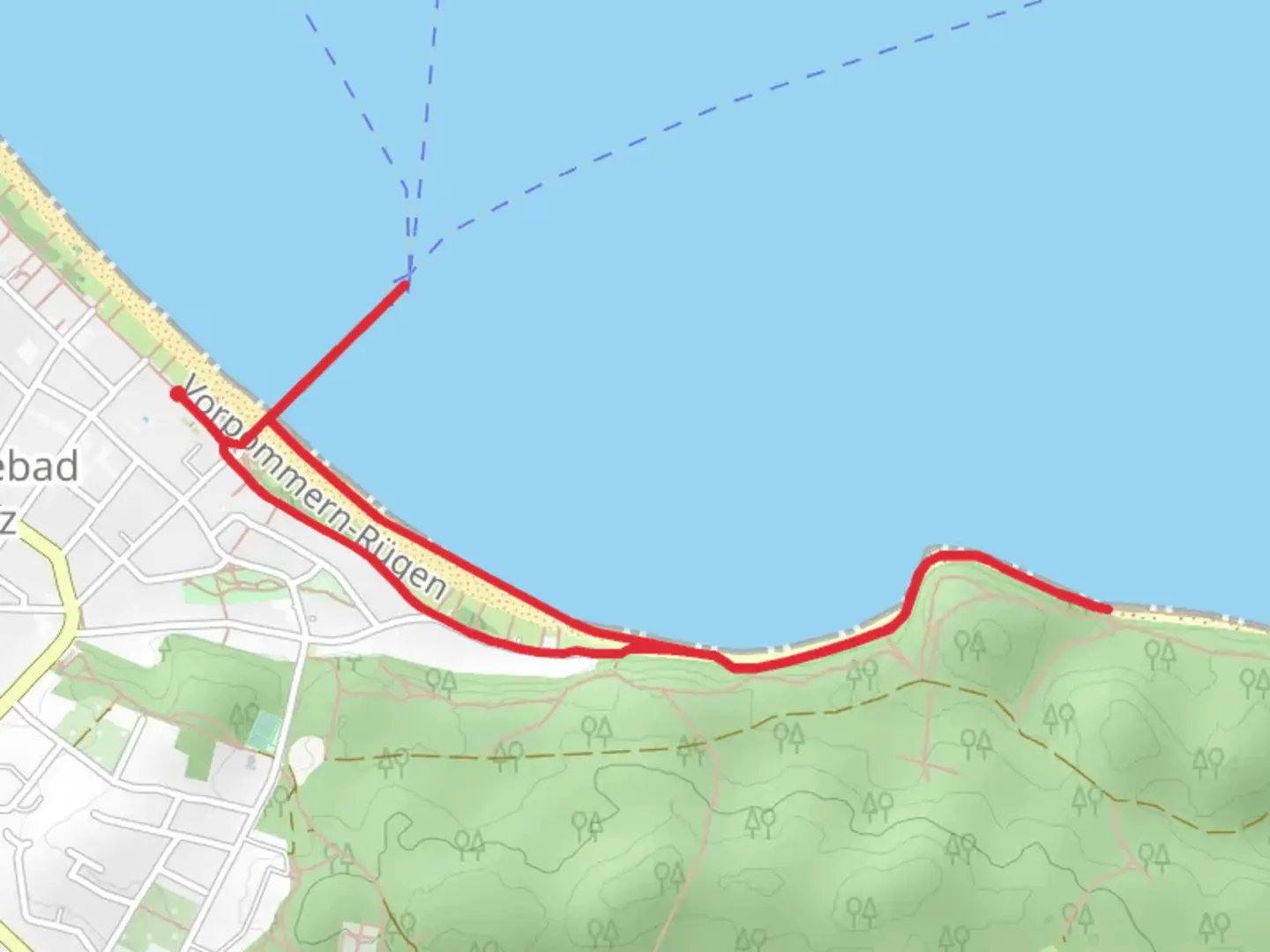An image depicting the trail Hundestrand via Gelber Punkt and its surrounding area.